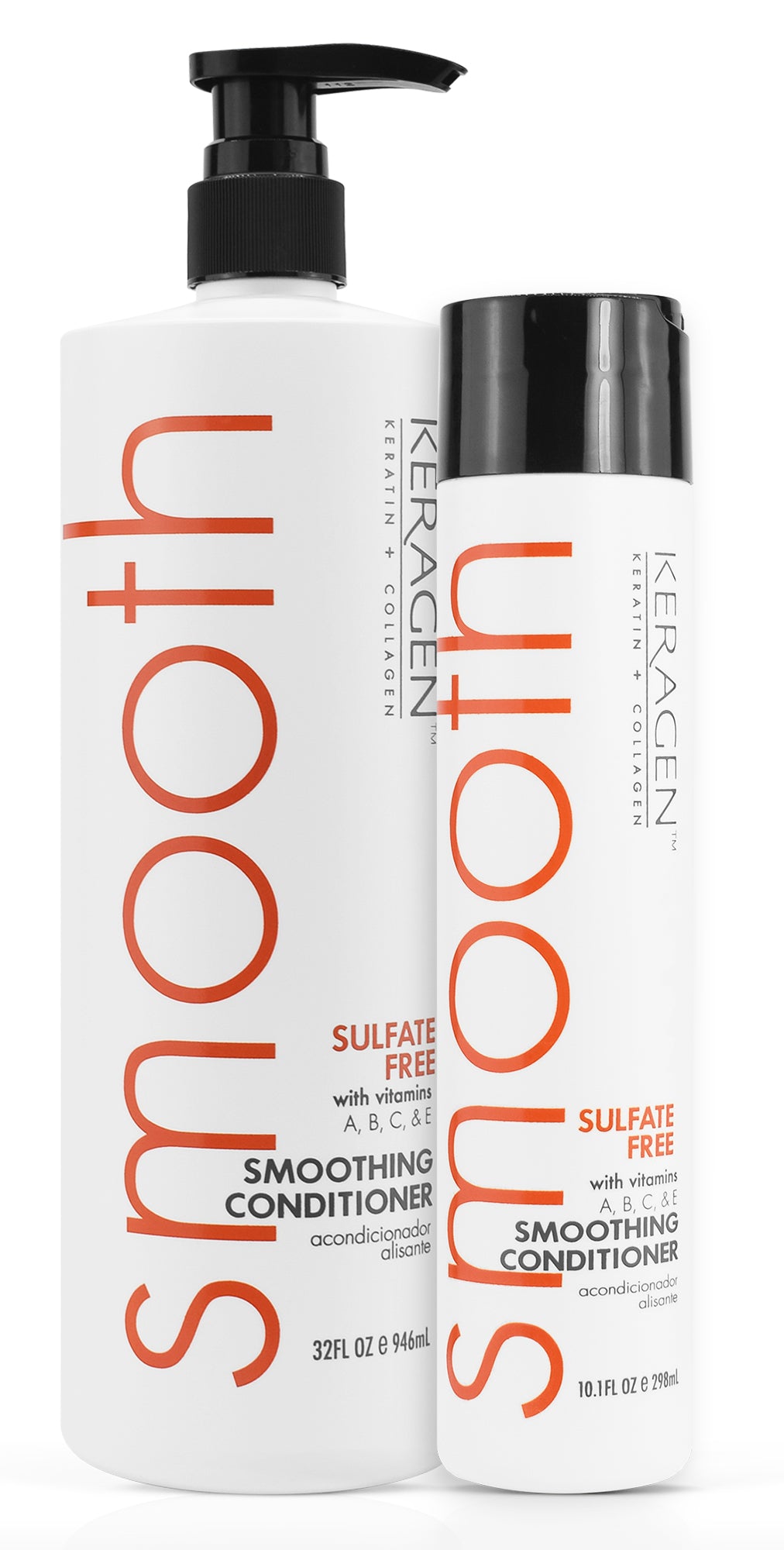 KERAGEN Smoothing Conditioner 10oz - Hydrating & Frizz Control for All Hair Types - Perfect for Daily Use & Salon-Quality Results at Home
