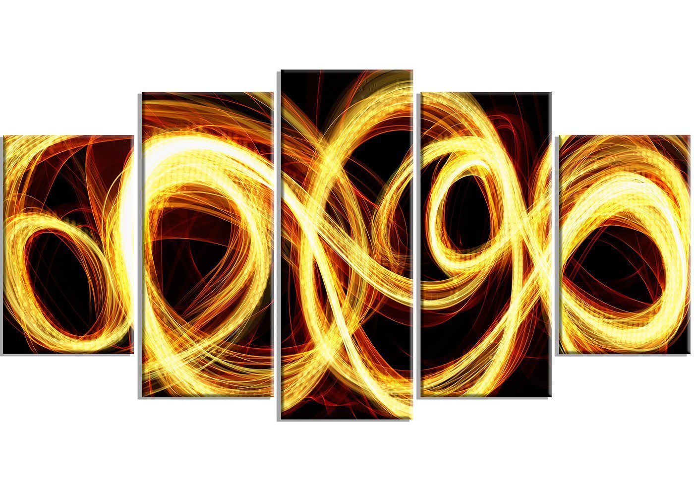 Designart Gold Shock Abstract Metal Wall Art - Modern 5 Panel Decor for Living Room, Bedroom & Office - 60x32 Inches - MT3016