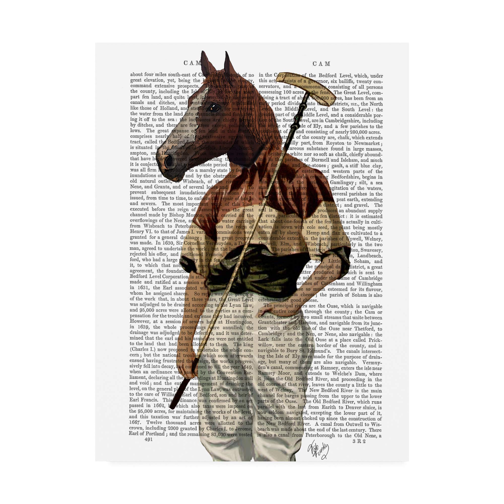 Trademark Fine Art 35x47 Polo Horse Portrait by Fab Funky - Elegant Equestrian Wall Decor for Living Room, Office & Luxury Home Staging