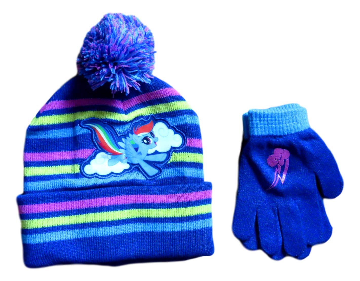 My Little Pony Knitted Beanie Hat and Gloves Set - Warm Winter Accessories for Kids, Perfect for Outdoor Adventures and Cozy Indoor Play