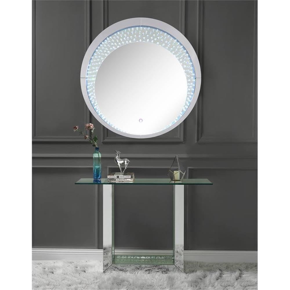 Acme Nysa Console Table with Mirror Finish & Faux Crystal Accents - Elegant Entryway Decor for Hallway, Living Room or Bedroom