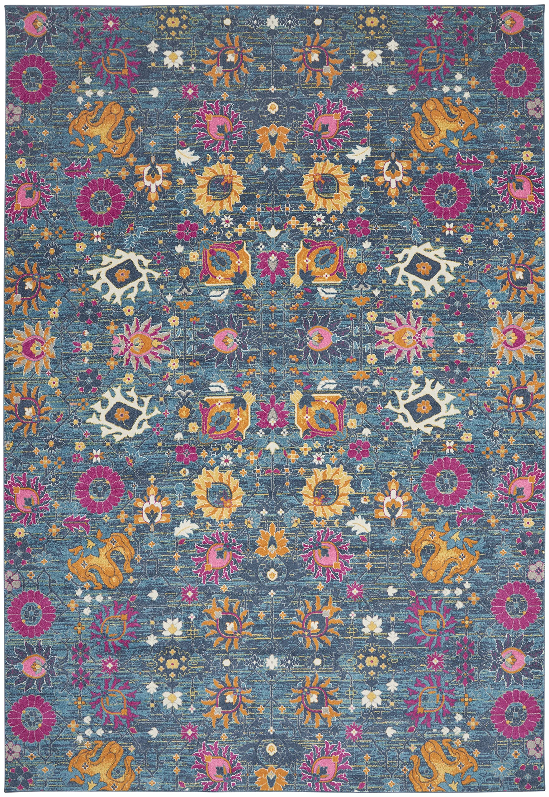 Nourison Passion Denim 9' x 12' Bohemian Moroccan Area Rug - Non-Shedding & Easy to Clean - Perfect for Living Room, Bedroom, Dining Room & Kitchen Decor