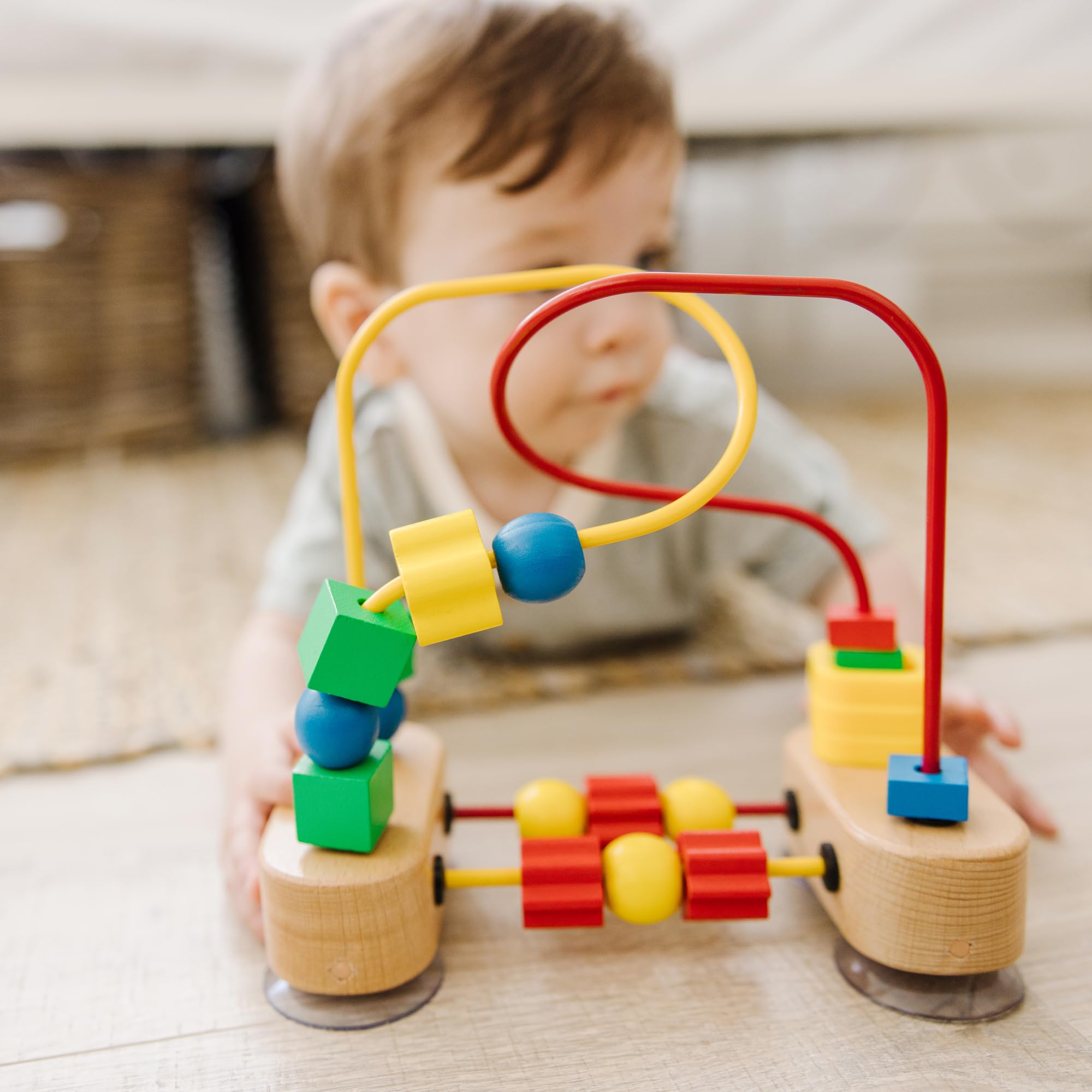 Melissa & Doug First Bead Maze - Wooden Educational Toy for Toddlers & Babies | Montessori Learning Activity for Fine Motor Skills | Perfect for Floor Play, High Chair & Table Use