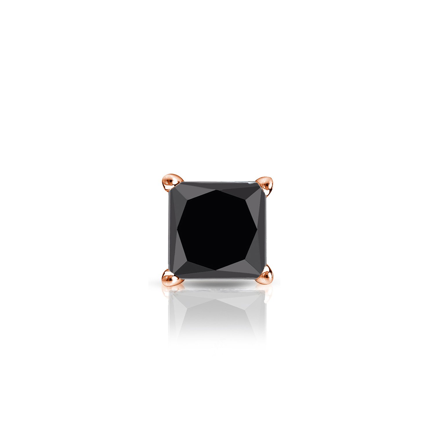 14K Rose Gold 4-Prong Basket Princess Cut Black Diamond Stud Earrings (1/2 CTTW) - Elegant Jewelry for Women, Perfect for Weddings, Parties & Special Occasions