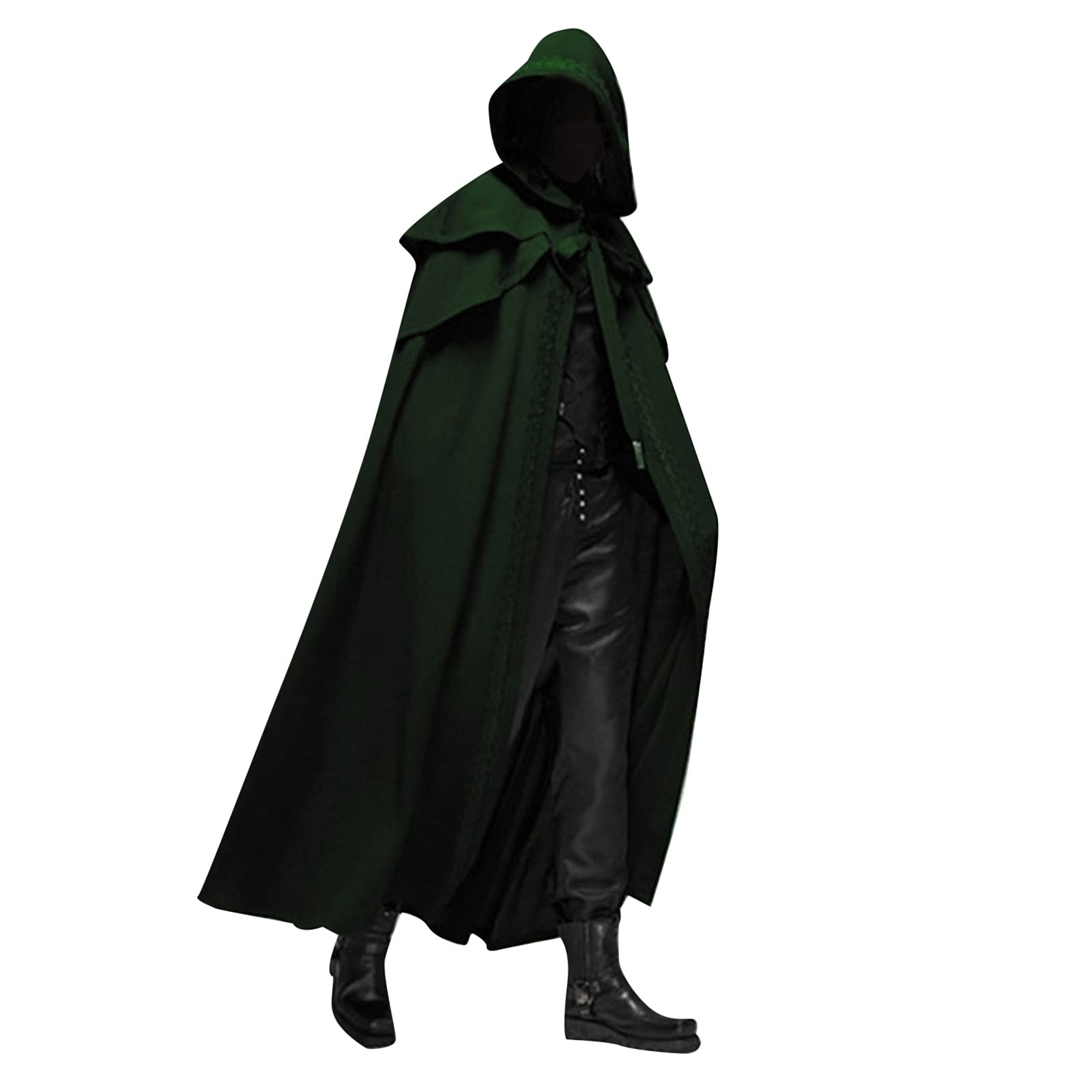 Women's Hooded Cloak Dress - Gothic Lace Up Halloween Costume & Punk Party Dress for Cocktail Events | Plus Size Elegant Gothic Fashion for Cosplay, Renaissance Fairs & Themed Parties