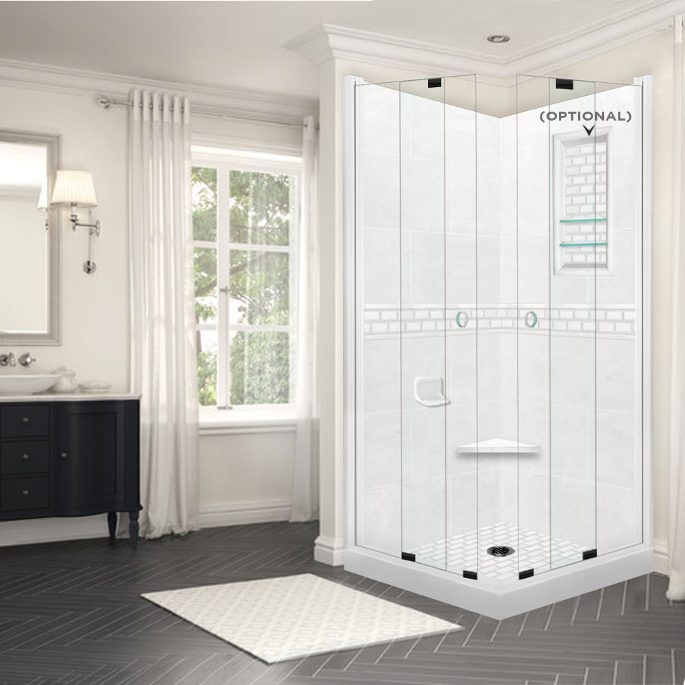 Natural Buff Sistine Stone & Subway Tile Corner Accent - DIY Shower Remodel Kit for Bathroom Renovation | Waterproof & Easy Installation for Showers, Backsplashes & Wet Areas