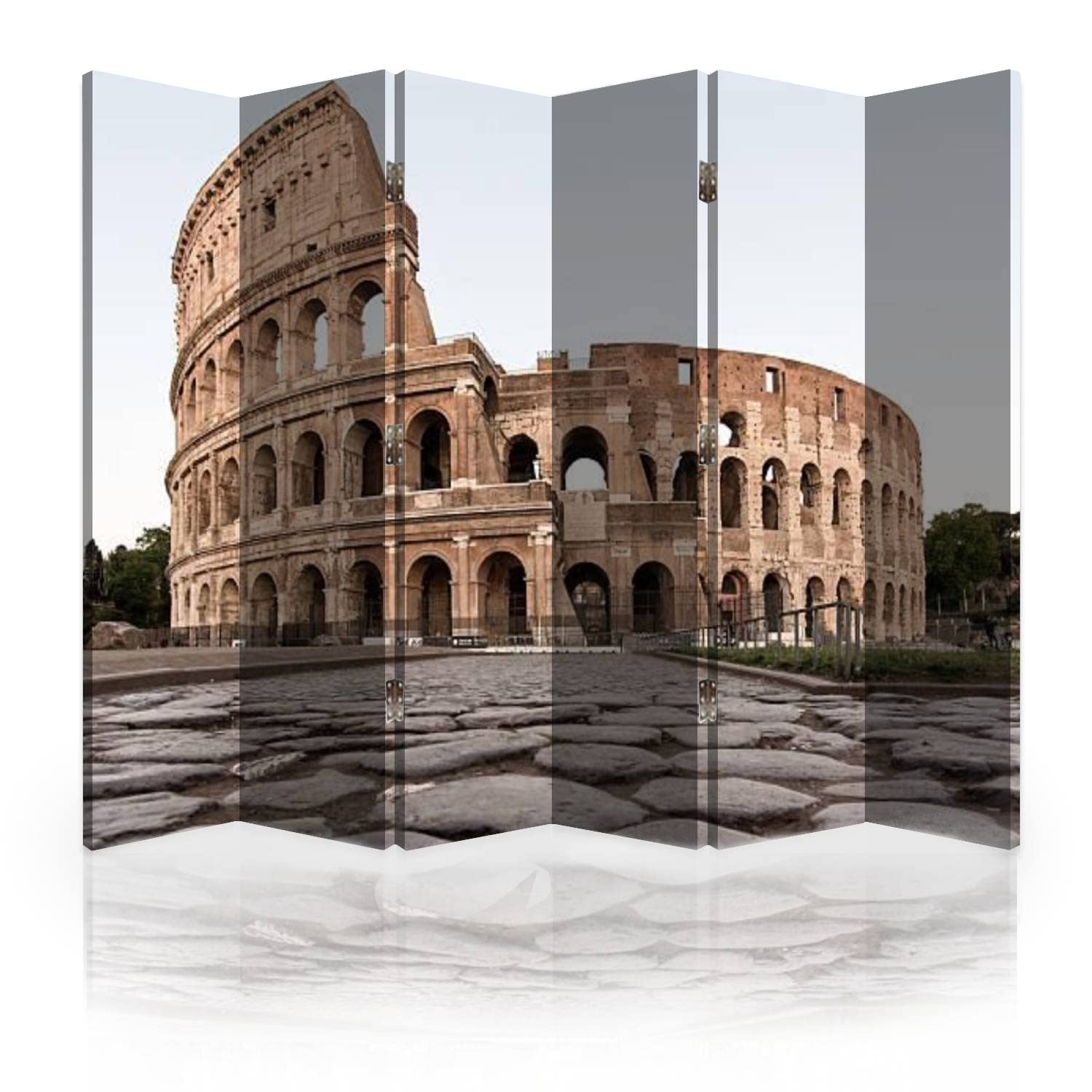 6-Panel Canvas Room Divider Screen - Roman Colosseum Morning Scene - Folding Privacy Partition for Bedroom, Office & Living Space | Home Decor & Space Separator
