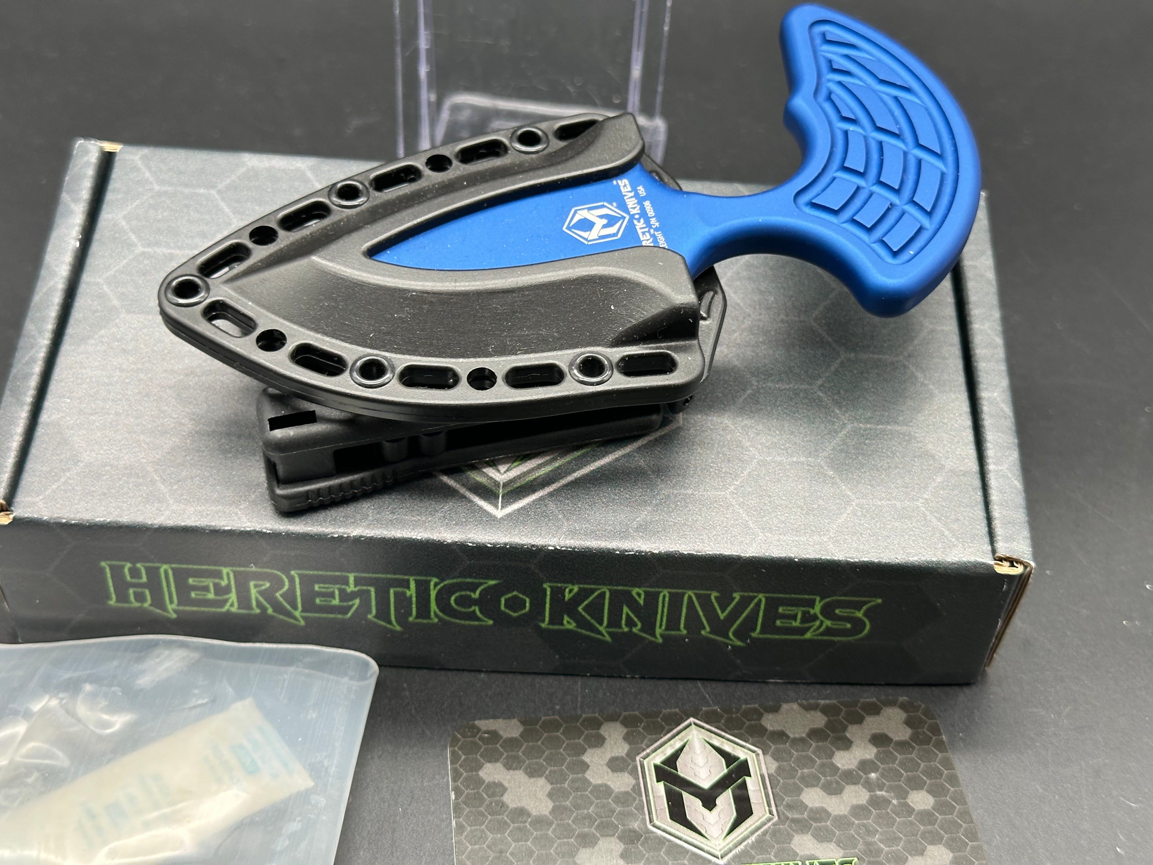 Heretic Sleight H050 6A BLU 20CV Folding Knife - Blue Aluminum Handle with TekLock Clip - EDC Tactical Knife for Outdoor Camping, Hunting & Survival Gear