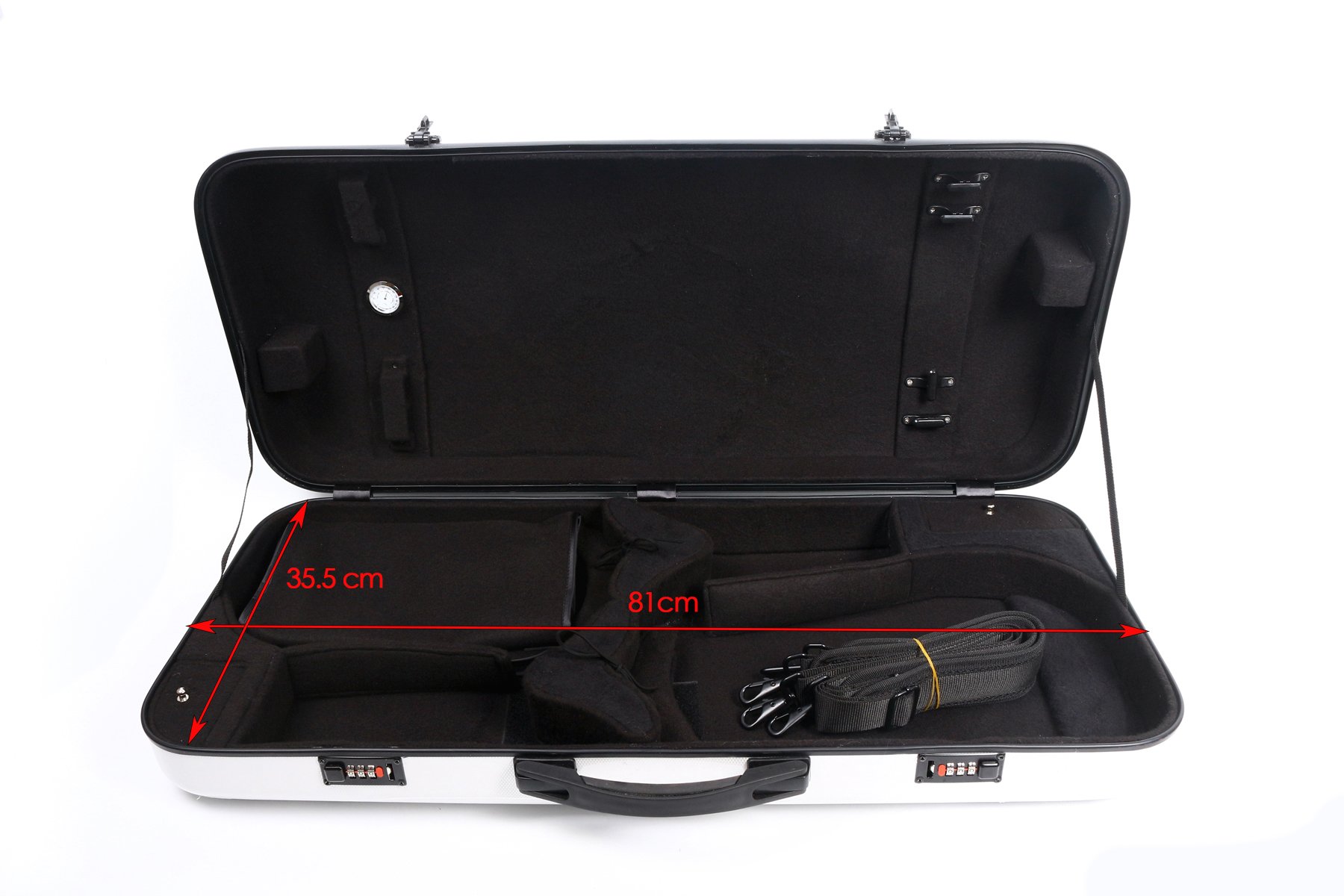 Yinfente Carbon Fiber Double Violin & Viola Case (4/4 Full Size 15-16 Inch Adjustable) - Protective Travel Storage for Violinists | Perfect for School, Orchestra & Professional Performances (White)
