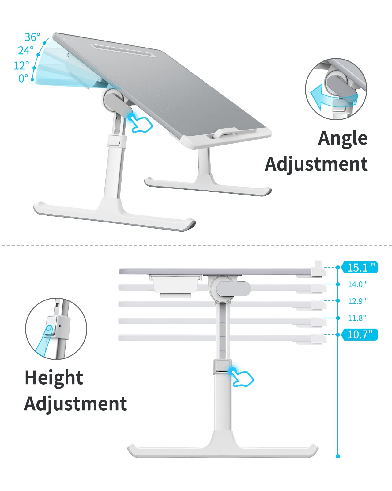 SAIJI XX-Large Adjustable Foldable Laptop Bed Tray - 17.7