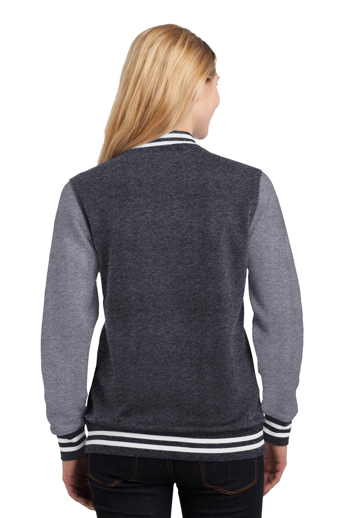 SPORT-TEK Women's Fleece Letterman Jacket - Warm & Stylish Varsity Pullover for Casual Wear, Workout & Outdoor Activities