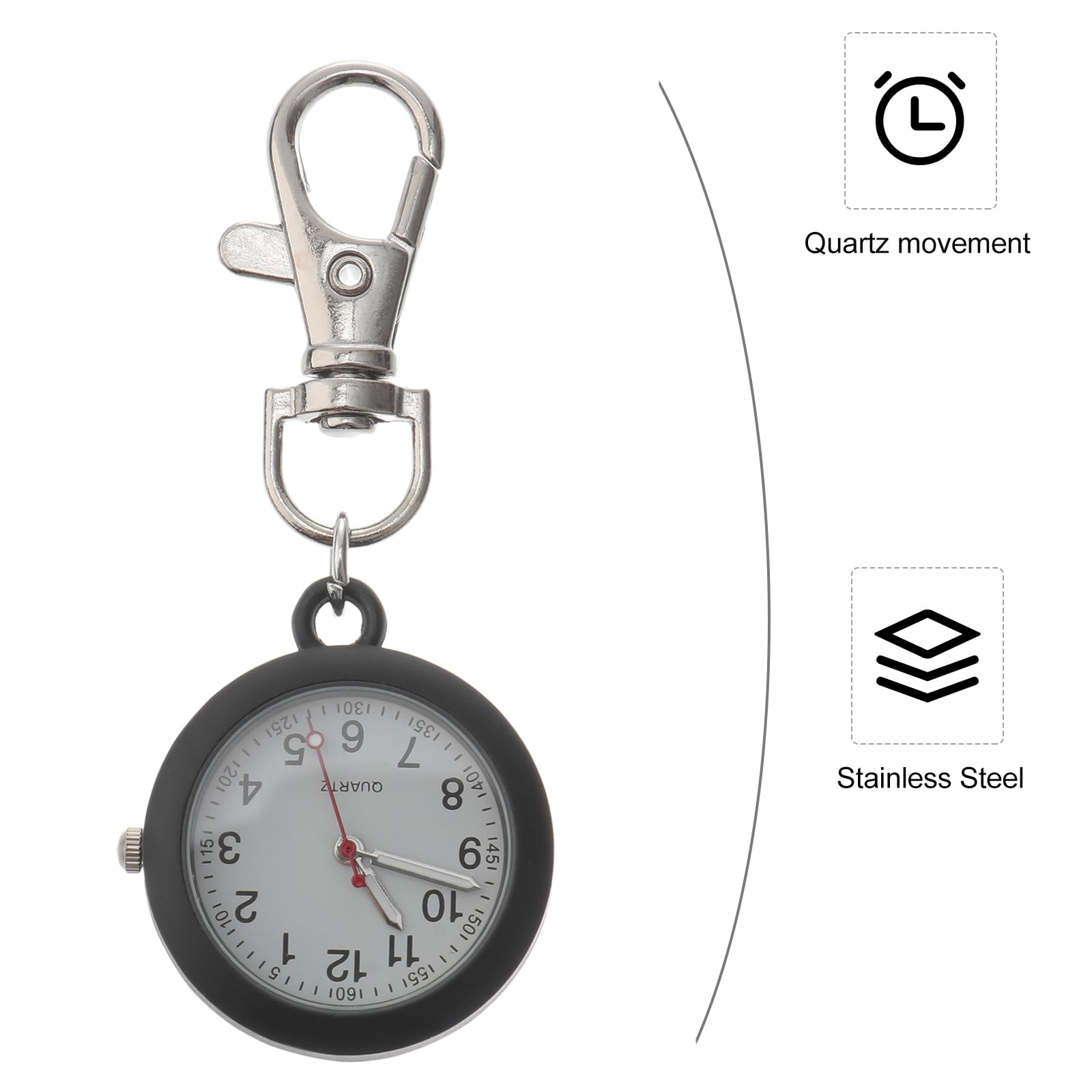 Balacoo Clip On Pocket Watch - Digital Nurse Watch for Women & Men, Portable Badge Watch with Hanging Clip for Nurses, Doctors & Medical Professionals (Black) | Ideal for Hospital Shifts, Clinical Work & Healthcare Settings