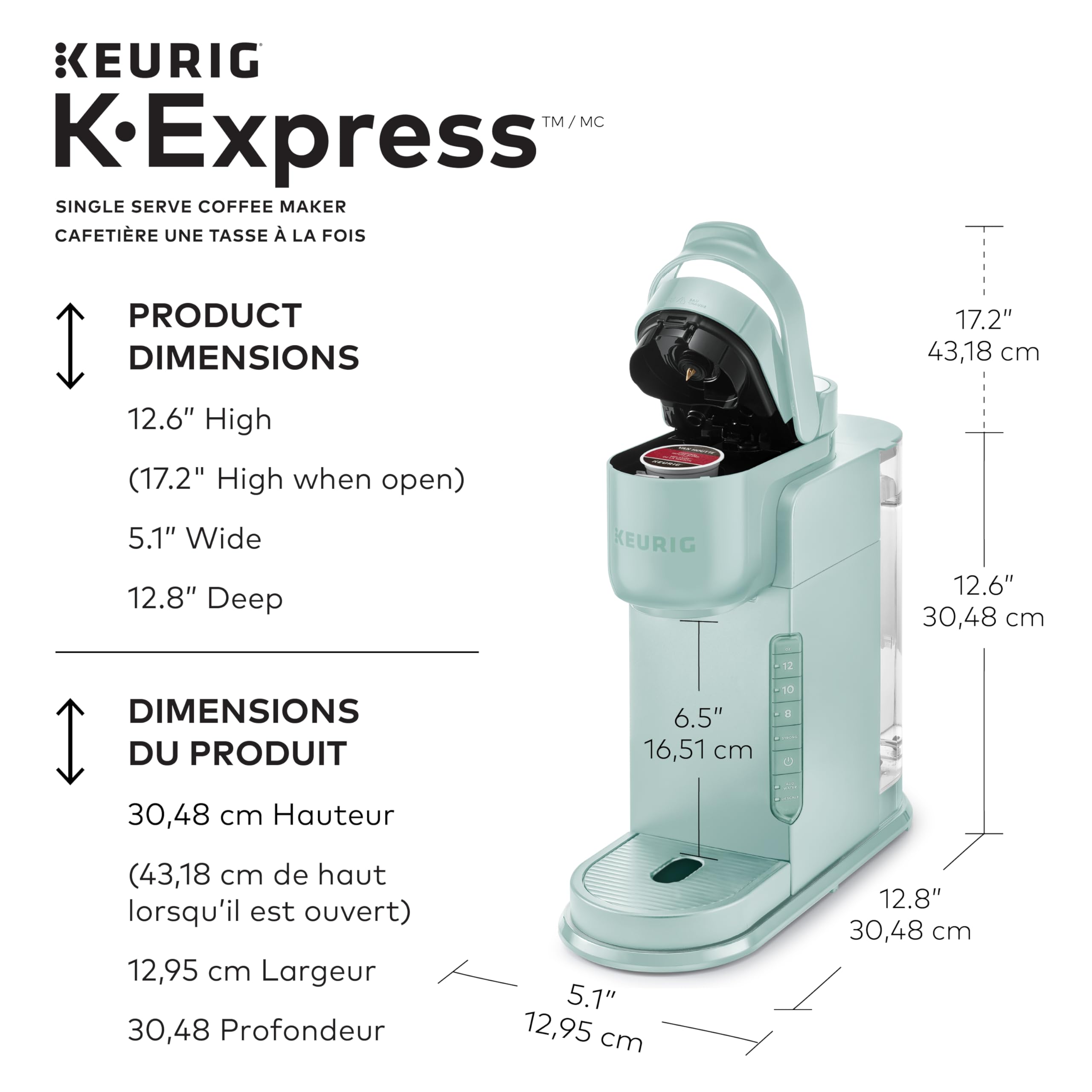 Keurig K-Express Single Serve K-Cup Pod Coffee Maker - Compact Mint Green Coffee Machine with Removable Water Reservoir & Strong Brew Option - Perfect for Home, Office, Dorm or RV Use