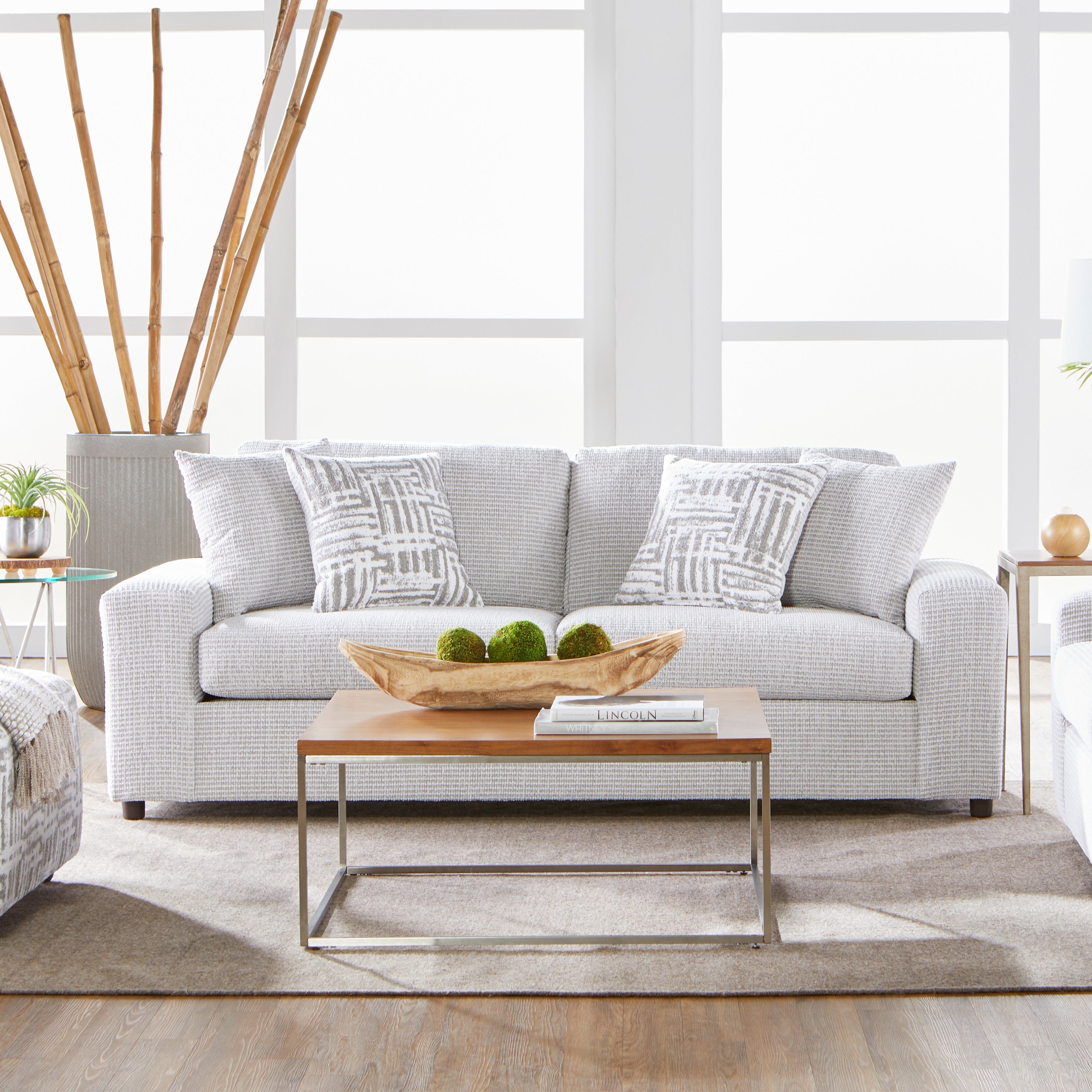 Roundhill Furniture Lancelot Living Room Collection - 3-Piece Sofa Set with Cuddle Chair & Ottoman for Cozy Home Decor | Perfect for Family Movie Nights & Small Space Living Rooms