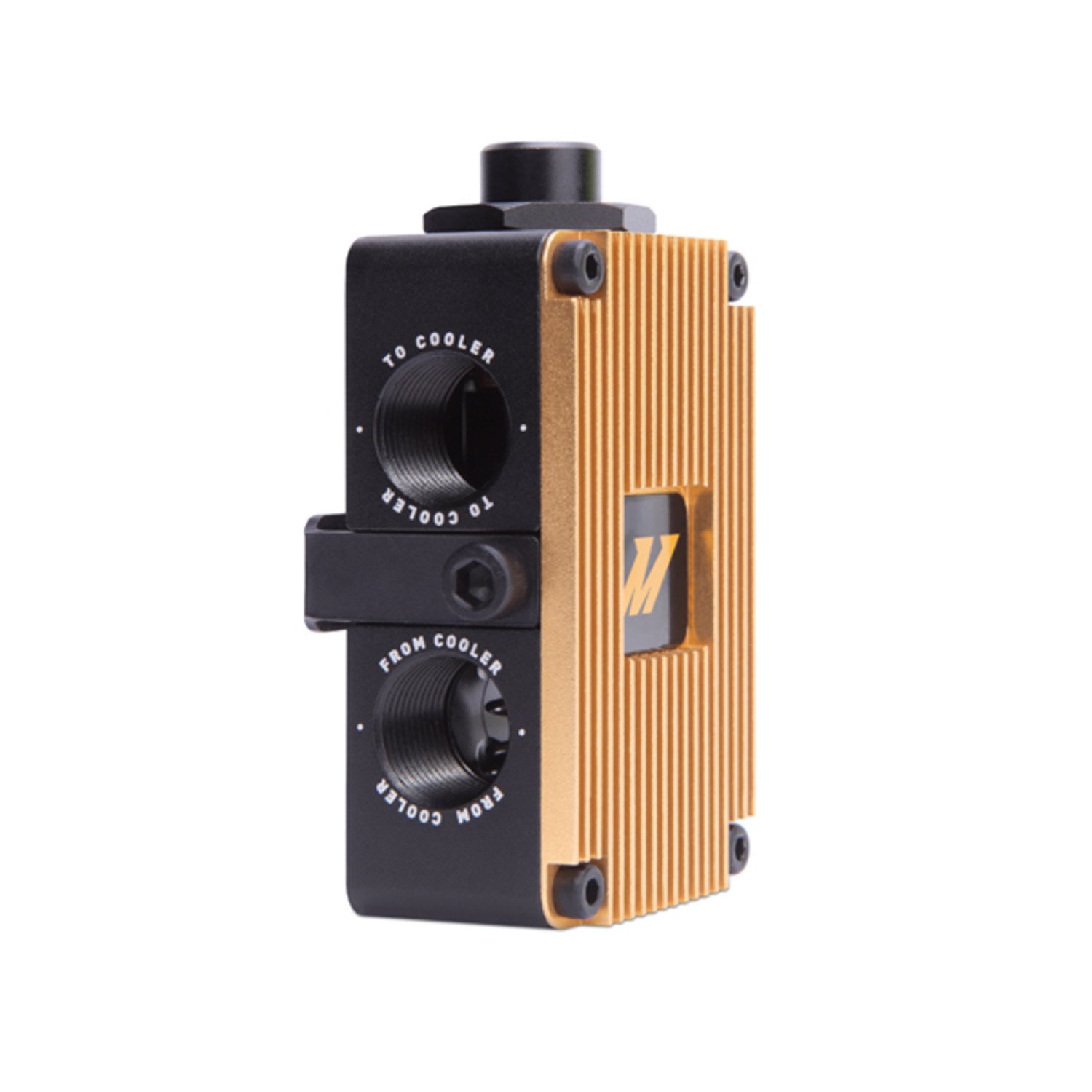 Mishimoto MMOP-EXTFC High Performance In-Line Oil Thermostat - Black/Gold Finish for Enhanced Engine Cooling - Perfect for Racing, Off-Road & Performance Vehicles