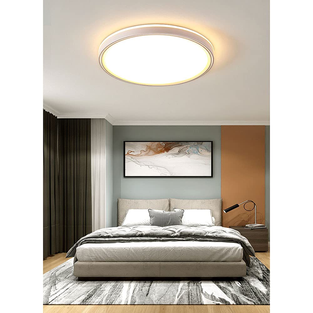 Ultra-Thin Modern Round LED Ceiling Light Fixture - White Flush Mount Lighting for Bedroom, Living Room & Hallway | Energy-Efficient Minimalist Design for Home & Office Decor