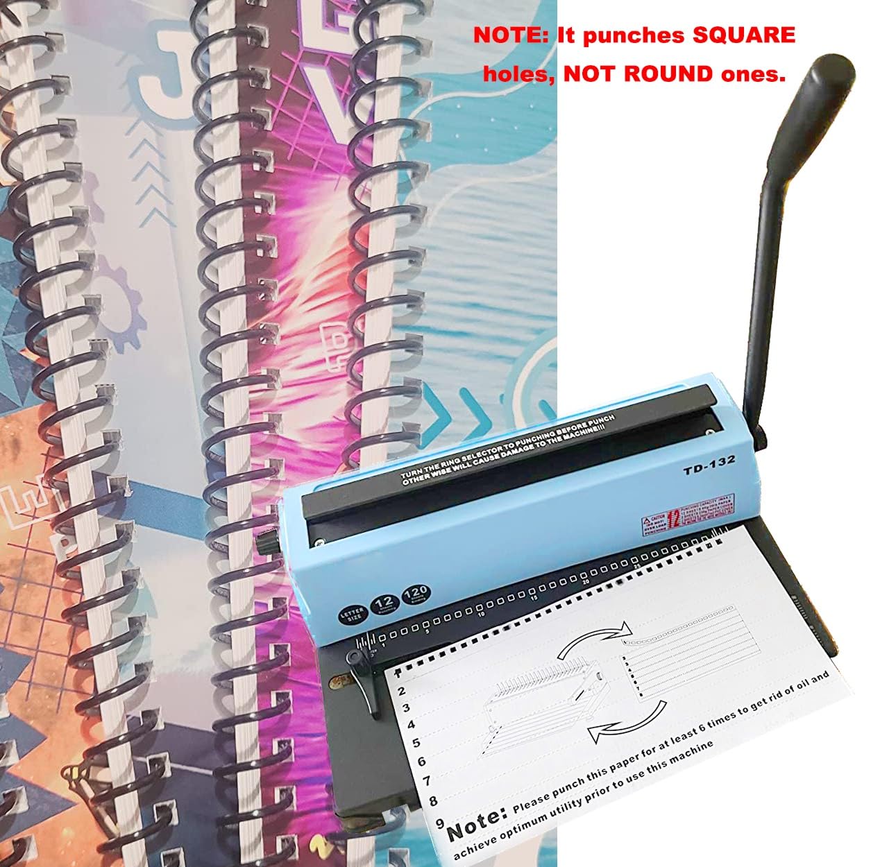 Premium Spiral Binding Machine - Manual Coil Binder for 12 Sheet Punching & 120 Sheet Binding (TD-132) | Perfect for Office Documents, School Projects, and DIY Bookbinding