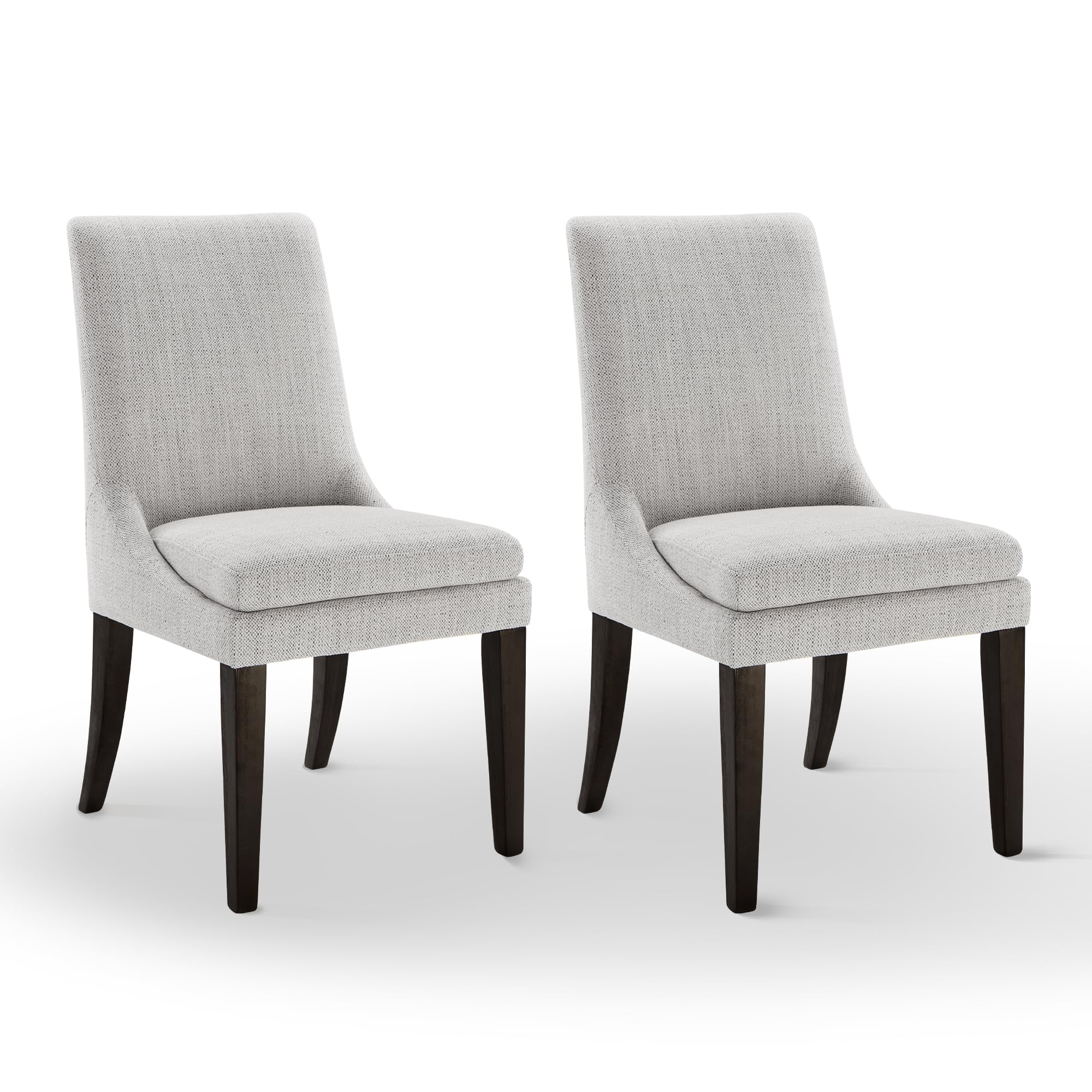 Modern Upholstered Dining Chairs Set of 2 - High Back Armless Side Chairs with Performance Fabric for Kitchen & Dining Room - Linen Fabric - Perfect for Small Spaces & Contemporary Home Decor