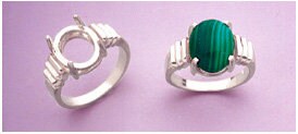 8x6mm & 12x10mm Oval Cabochon Tri-Slash Ring Setting in Solid Sterling Silver or 14K Gold - Size 7 (163562/143562) - Perfect for Jewelry Making, Engagement Rings & Gift Giving