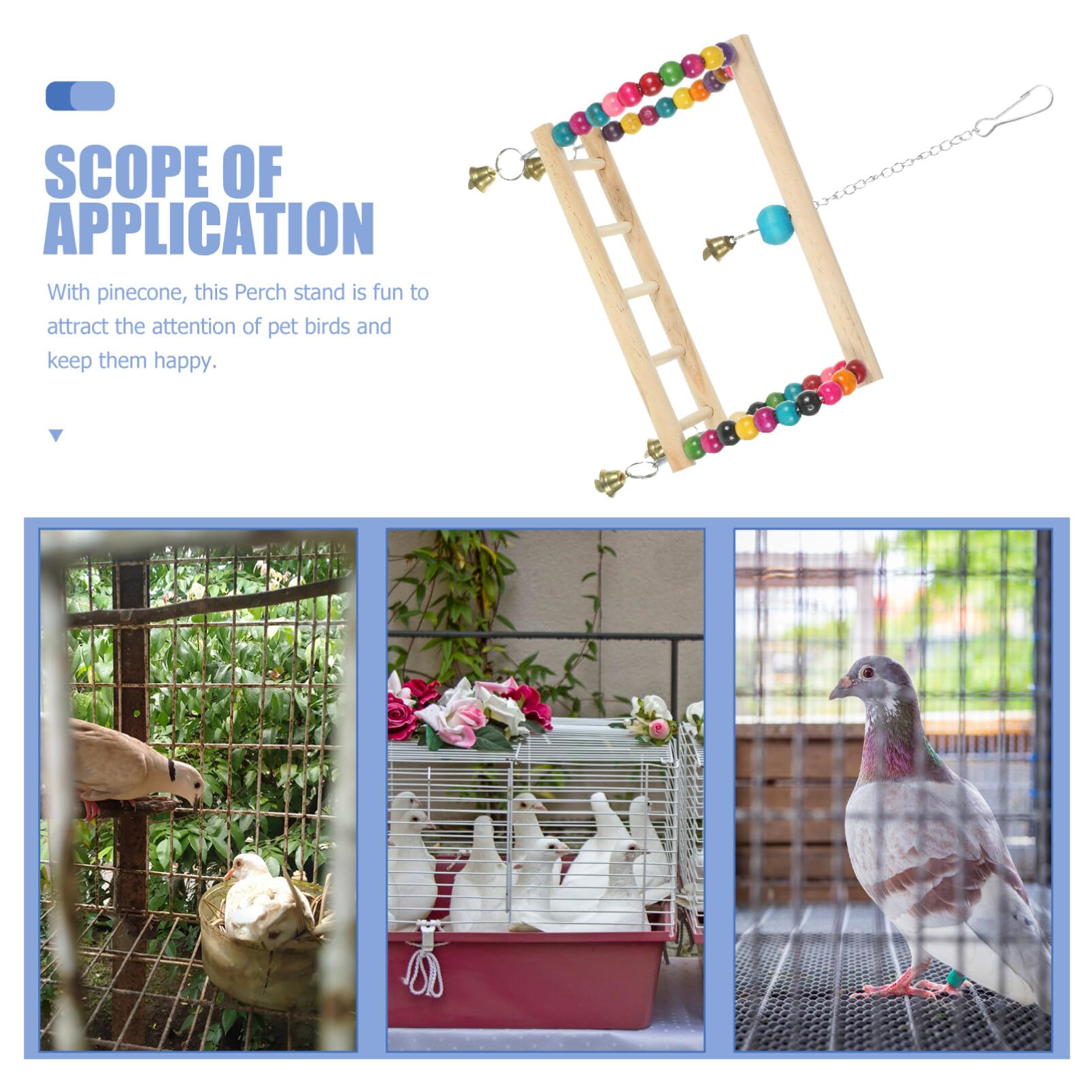 **Natural Wooden Bird Perch & Swing Toy Set - Chewing Ladder Bridge for Parrots, Parakeets, Lovebirds - Cage Accessories for Hanging, Standing & Play - Perfect for Small Birds' Exercise & Entertainment**