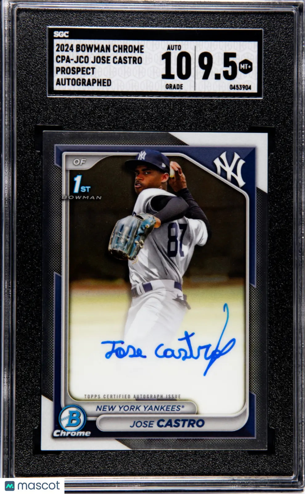 2024 Bowman Chrome Jose Castro Rookie Auto Prospect Card SGC 9.5 Gem Mint #CPA-JCO - Perfect for Baseball Card Collectors & Investment