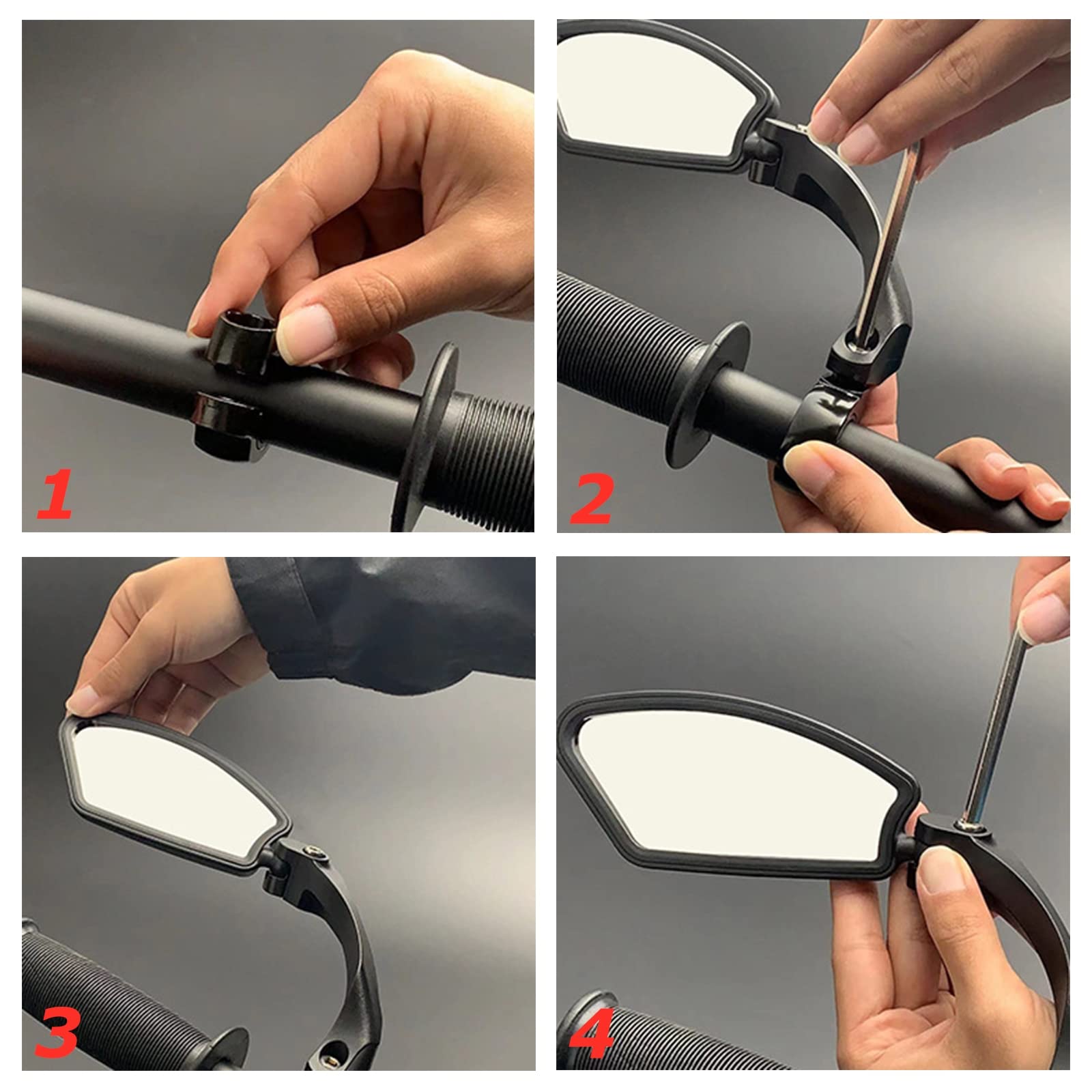 Adjustable Stainless Steel Bike Mirror - Handlebar Mount Rearview Mirror for Safe Cycling | Left Side (SS) | Perfect for Road Bikes, Mountain Bikes & Commuting