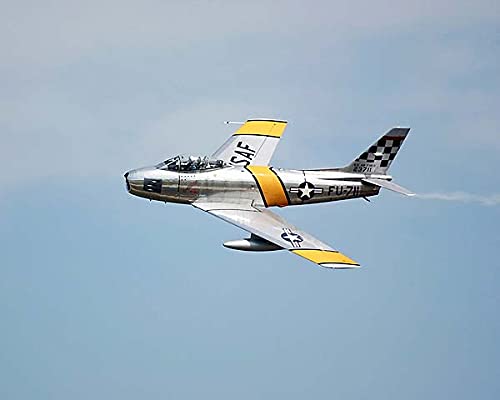 Vintage F-86 Sabre Jet Fighter Korean War Era 8x10 Photo Print - Military Aviation History Collectible, Wall Decor for Home Office & Man Cave