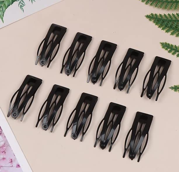 Ayushicreationa Metal Snap Hair Clips - No Slip Barrettes for Women & Girls, Tic Tac Hair Pins for Secure Hairstyles (Black, 6 Pairs) - Perfect for School, Work & Everyday Use