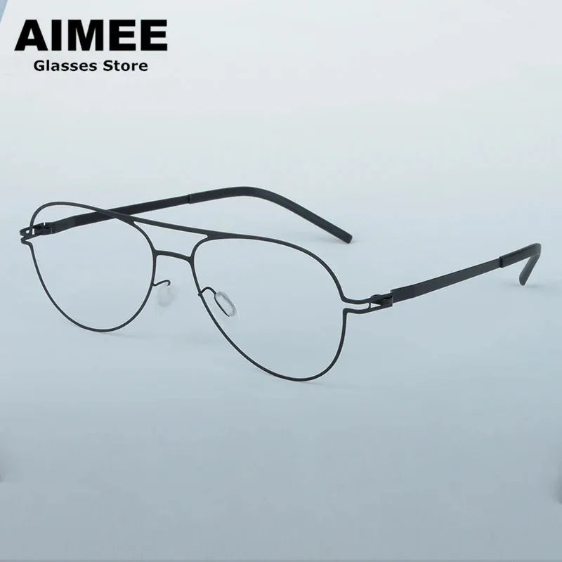 Aimee Unisex Full Rim Oval Double Bridge Steel Eyeglasses 14052 - Stylish & Durable Eyewear for Men & Women - Perfect for Work, Reading & Everyday Fashion