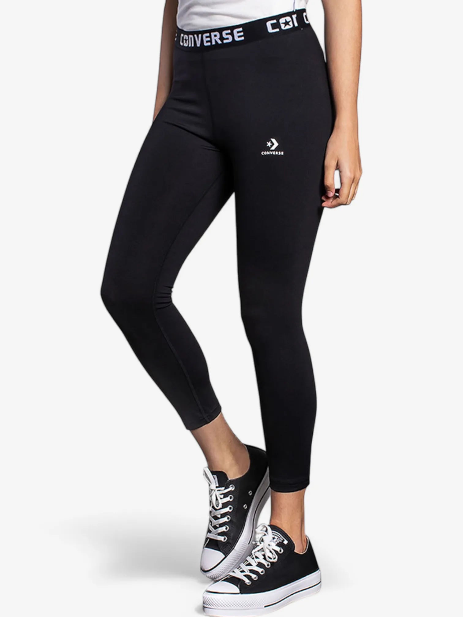 Converse Fit Black Leggings for Women - High Waist Yoga Pants, Workout Running & Casual Wear