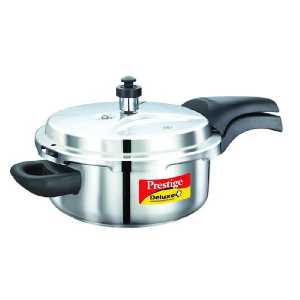 Prestige 3-Liter Silver Pressure Cooker - Fast & Safe Cooking for Soups, Stews & Indian Cuisine | Ideal for Home Chefs & Meal Prep