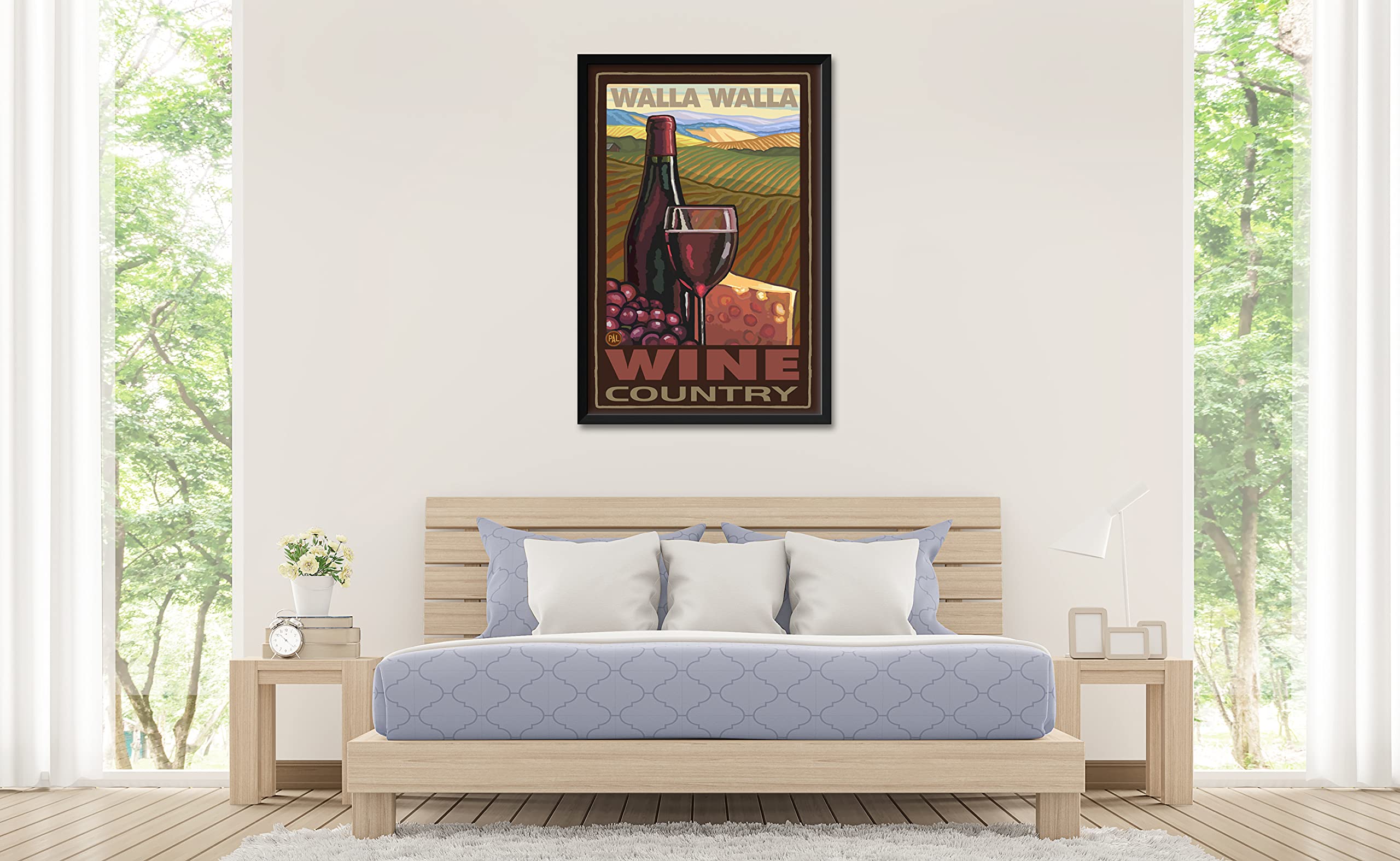 Professionally Framed Walla Walla Washington Wine Country Art Print by Paul A. Lanquist - 32x47 Inch Travel Artwork - Perfect for Home Decor, Office & Gift Giving