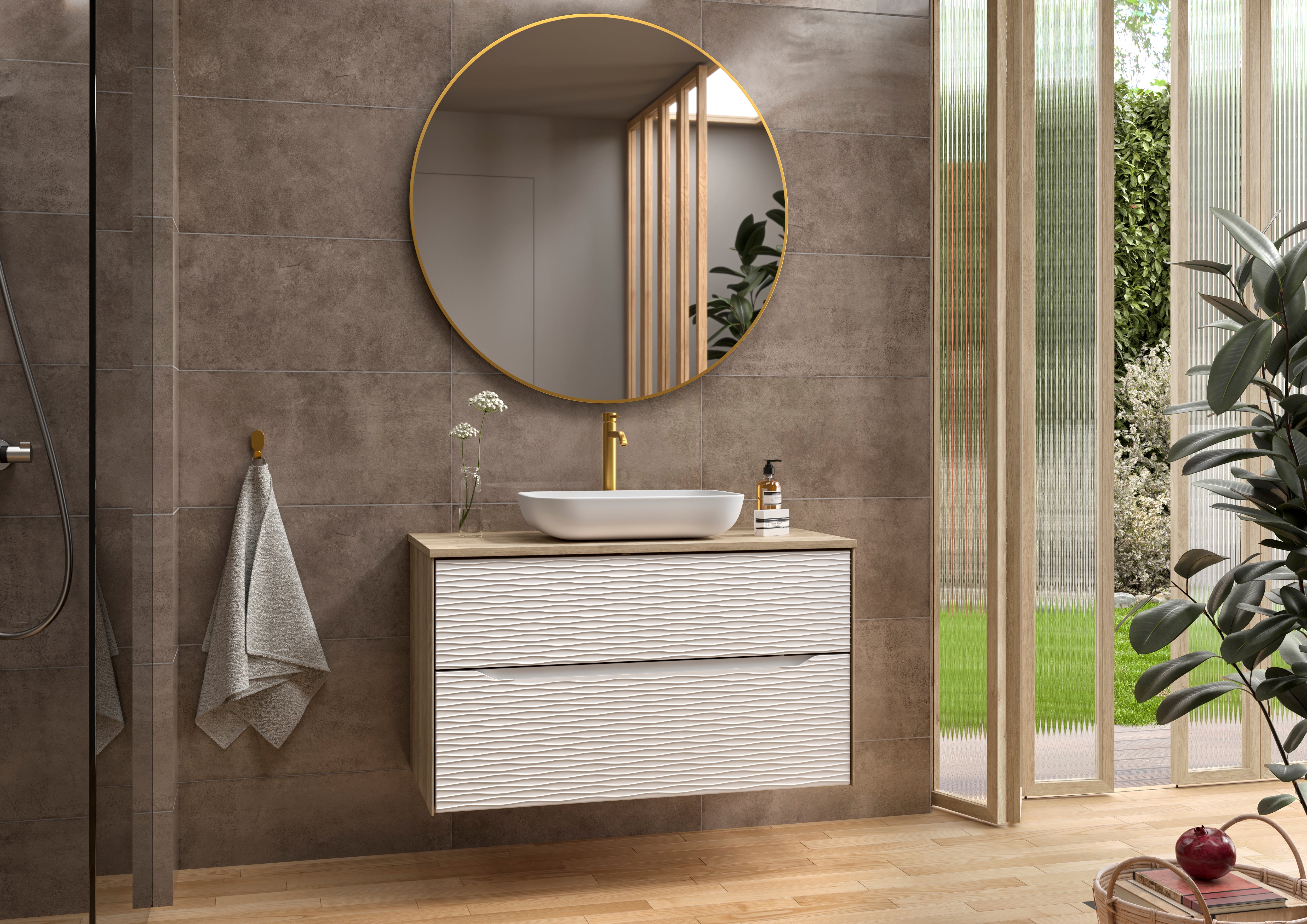 DAX Sahara Bathroom Vanity Cabinet with Onix Basin - Modern Bathroom Storage with Sink for Home & Apartment - Perfect for Small Spaces & Powder Rooms