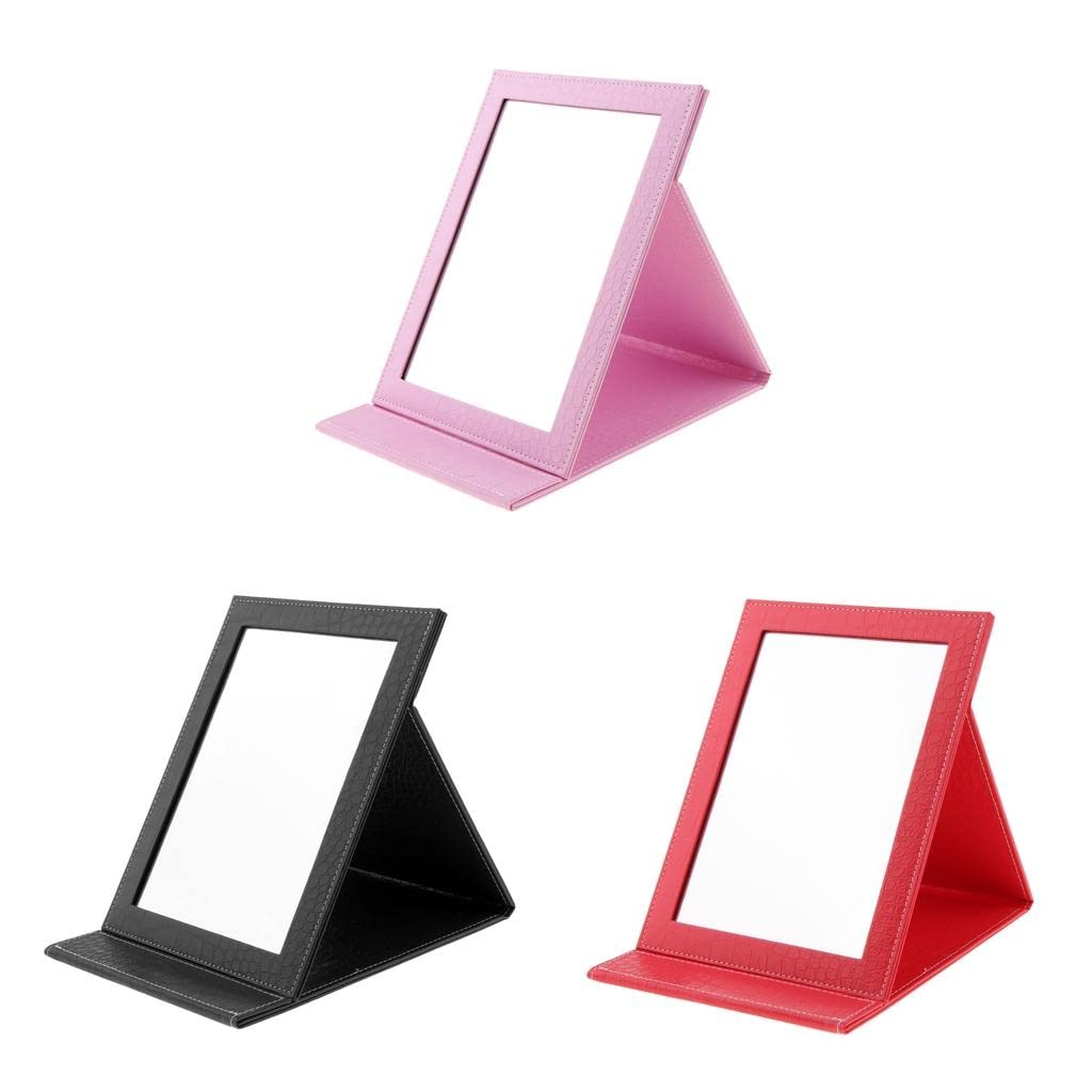 Trendy Retail® Portable Folding PU Leather Makeup Mirror - Compact Travel Cosmetic Mirror with Stand, Pink | Perfect for Home Vanity, Travel & On-the-Go Touch Ups