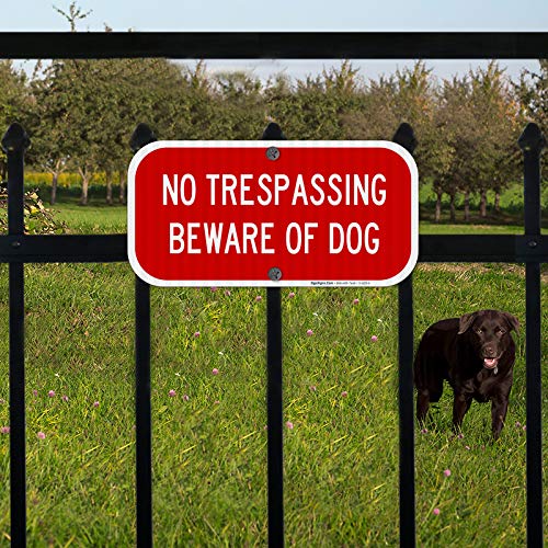 No Trespassing Beware of Dog Sign (2 Pack) - 6x12 Heavy Duty 0.40 Aluminum - UV Protected & Weatherproof - Indoor/Outdoor Use - Easy Mounting - Made in USA - Perfect for Home Security, Backyard Protection & Property Warning Signs