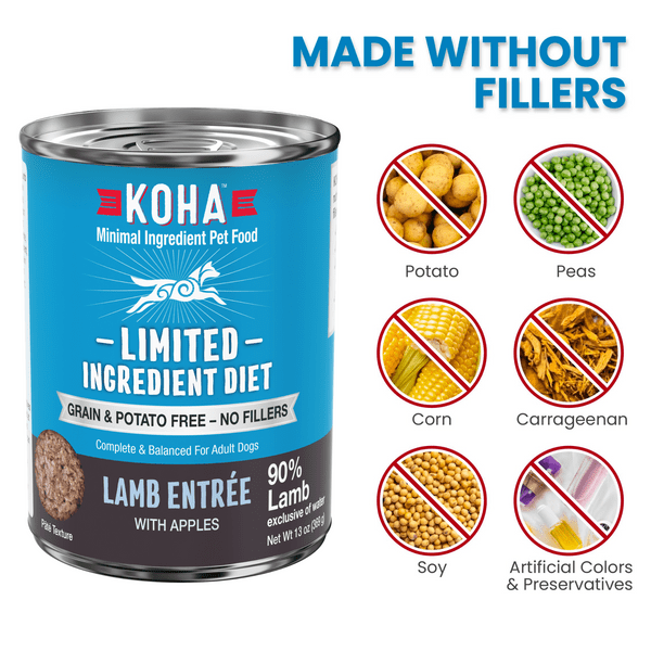 KOHA LID Lamb Entrée Canned Dog Food - Grain-Free, High-Protein Wet Food for Dogs - Perfect for Sensitive Stomachs & Picky Eaters - Great for Mealtime, Training Treats & Travel Feeding