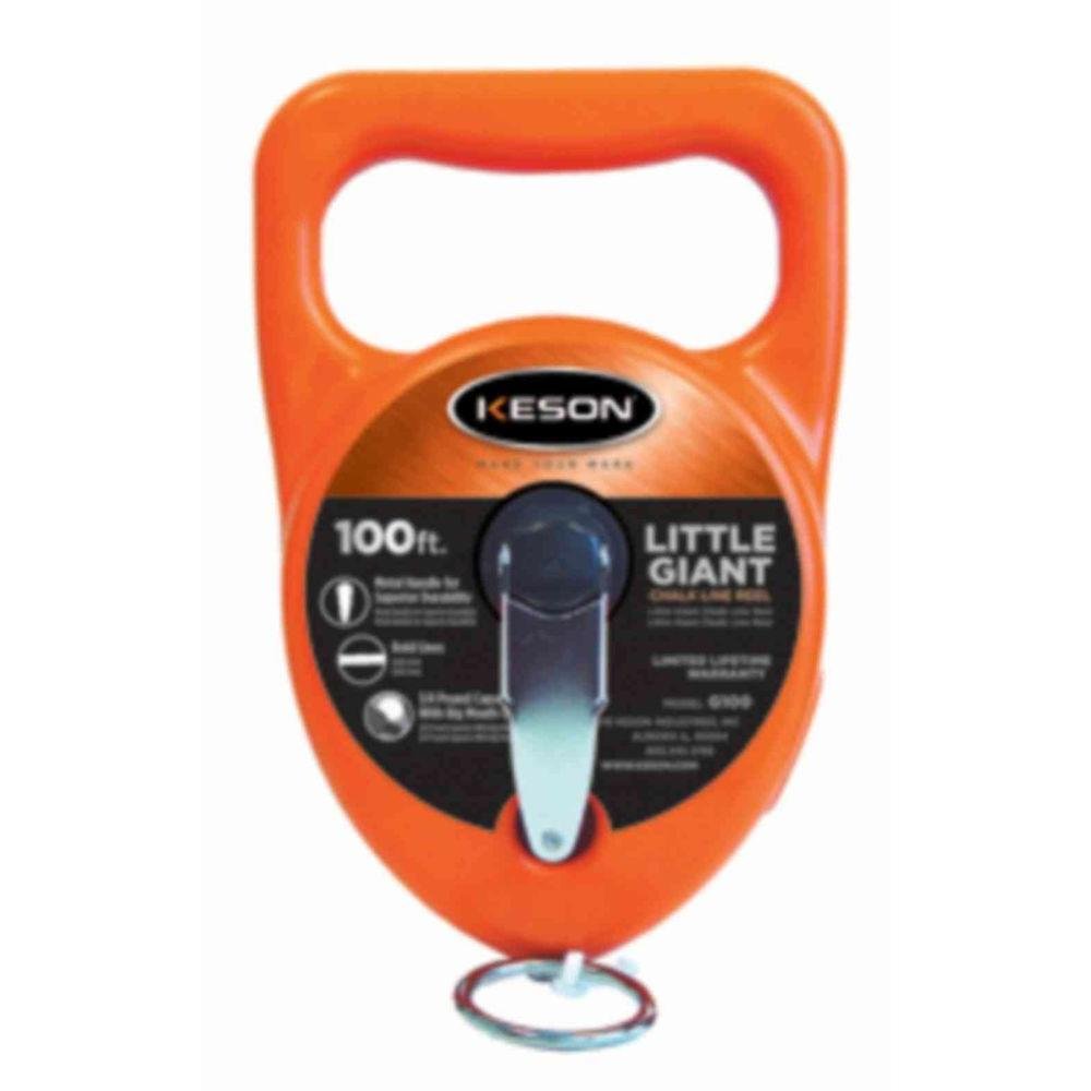 Keson G100 Little Giant Line Chalk Box - 100ft Professional Chalk Reel with 4 Colors (4 Pack) for Construction, Masonry, and DIY Projects