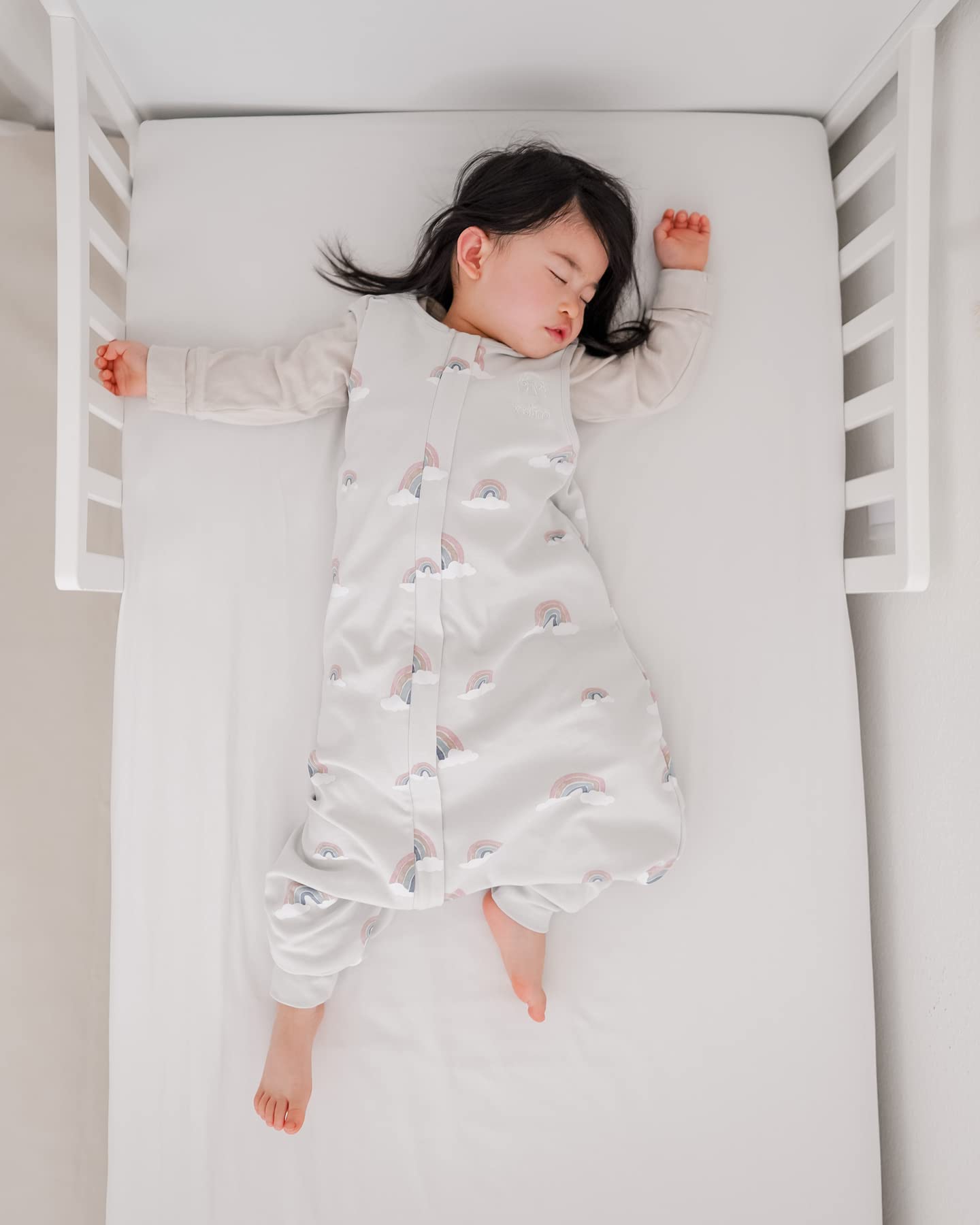 Woolino 4 Season Baby Sleep Sack with Feet - Merino Wool & Organic Cotton Toddler Sleeping Bag for 18-36 Months (Rainbow) | Perfect for Nursery, Daycare & Travel