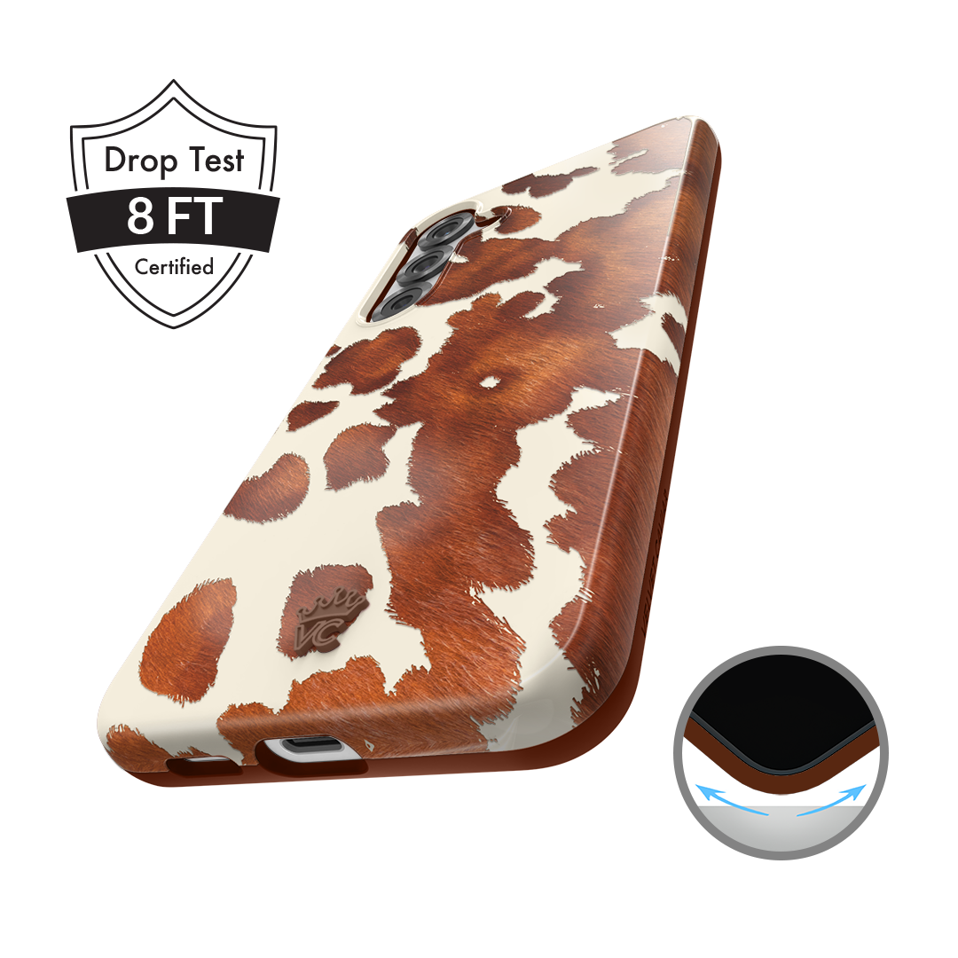 Premium Samsung Phone Case with Cocoa Cow Print - Durable Protective Cover for Everyday Use, Travel & Outdoor Activities