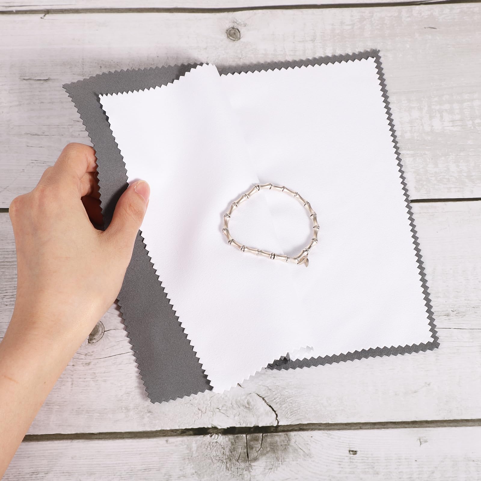 4-Pack Premium Silver Polishing Cloths (7.87x7.87 Inch) - Double-Sided Jewelry Cleaning Cloth for Silver, Gold & Platinum - Multi-Layer Scratch-Free Polishing - Perfect for Rings, Necklaces & Watches at Home or Travel