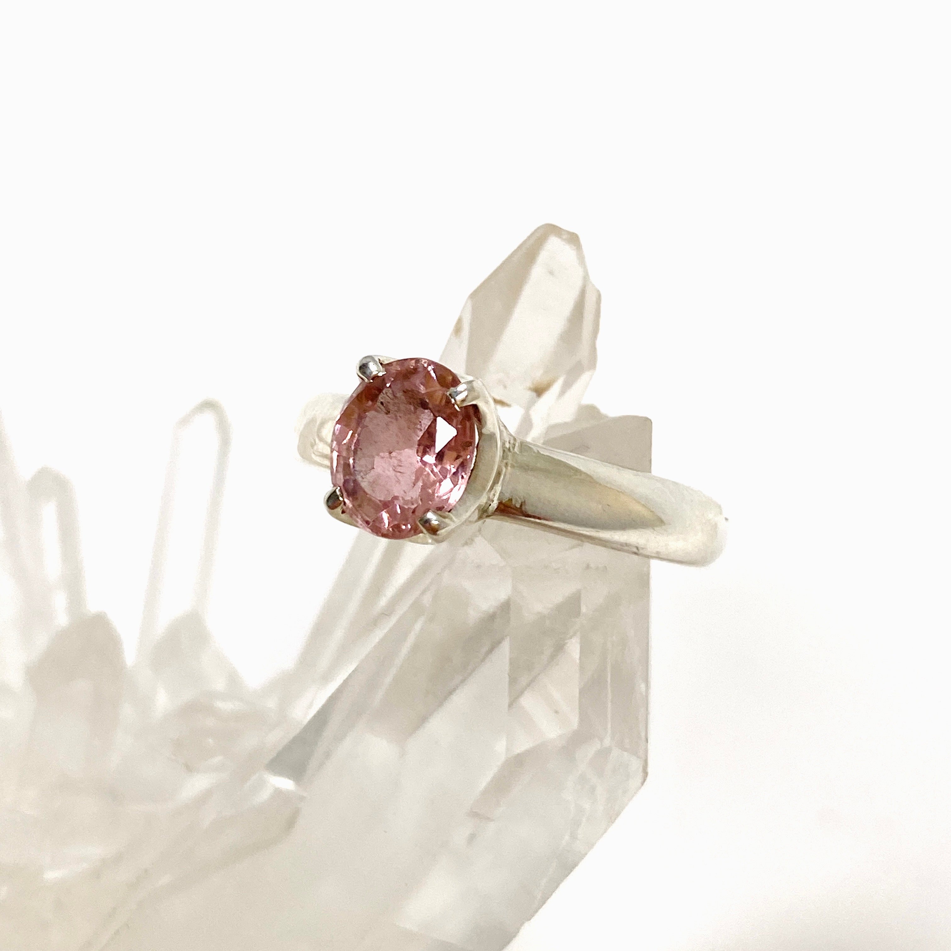 Pink Tourmaline Oval Faceted Ring Size 8.5 - Genuine Gemstone Jewelry for Women, Elegant Engagement & Wedding Gift, Perfect for Anniversary, Valentine's Day & Special Occasions