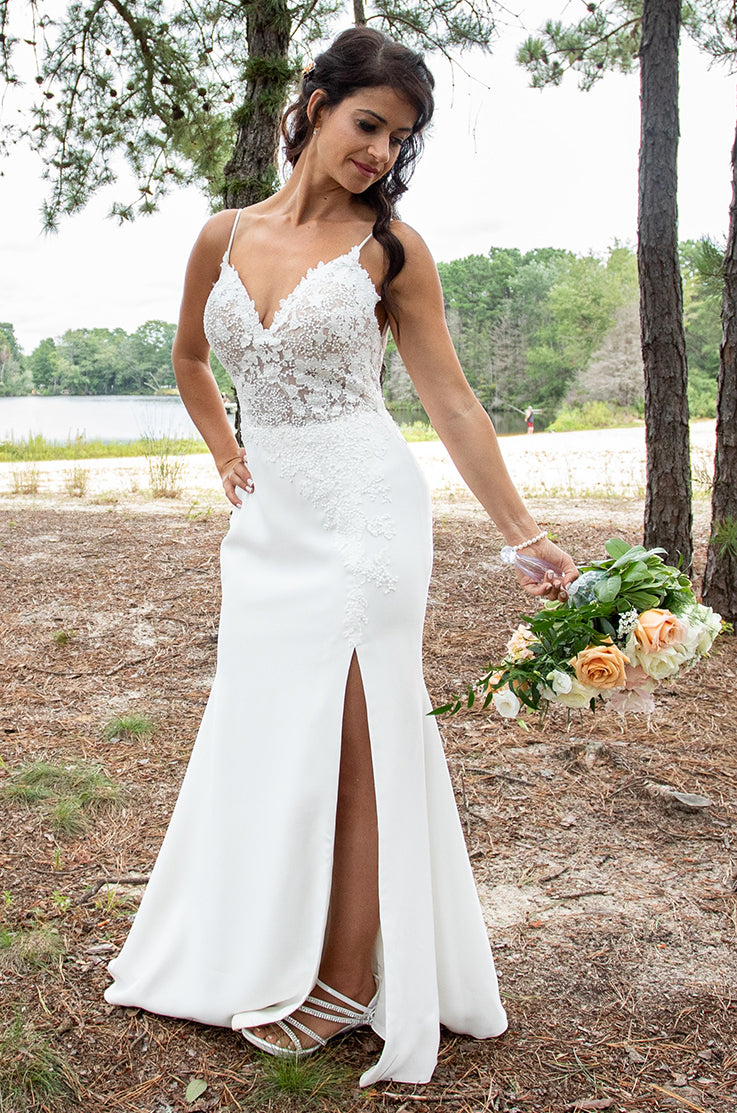 Mikaella 2300 Elegant Lace Wedding Dress for Bride - Perfect for Church, Beach, and Outdoor Ceremonies