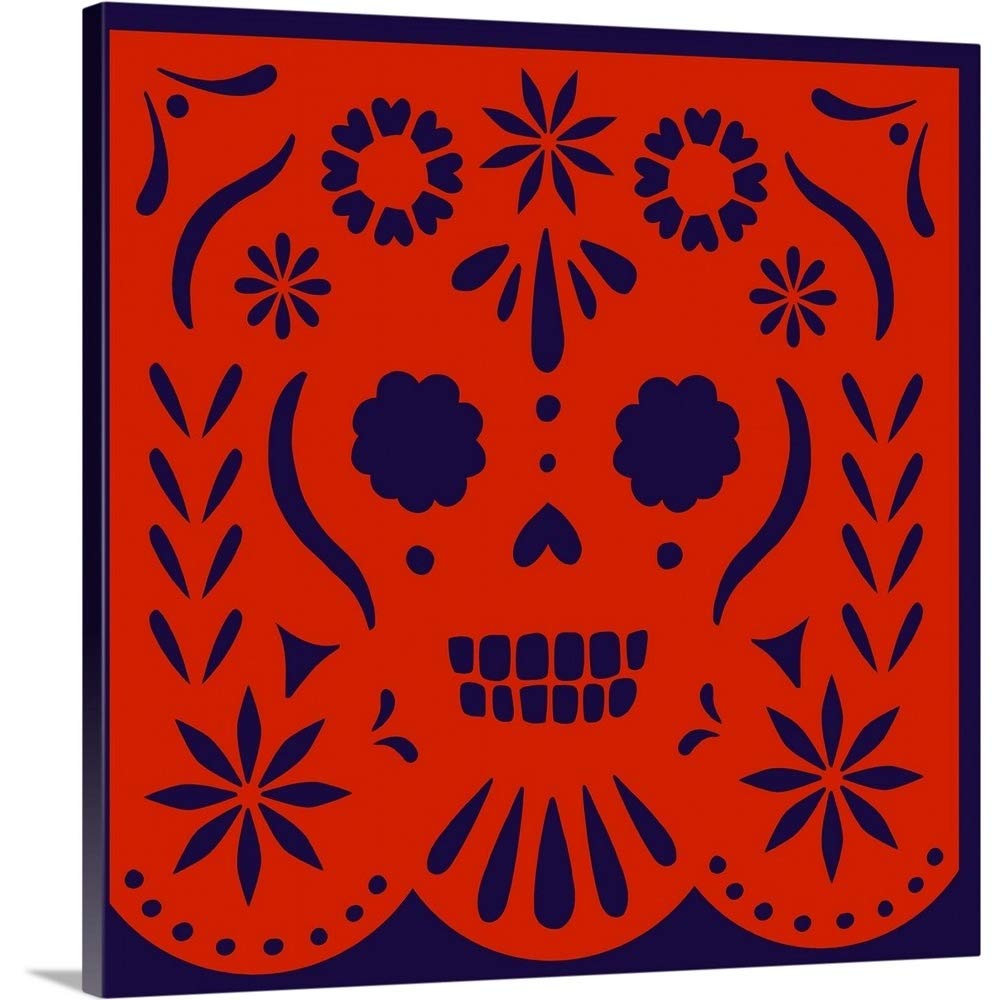 Calaveras III Canvas Wall Art Print - Mexican Sugar Skull Decor for Dia de los Muertos, Halloween & Home Decor | Perfect for Living Room, Bedroom & Office
