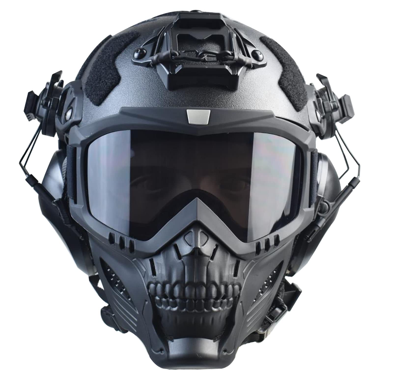 Tactical Airsoft & Paintball Full Face Mask with Detachable Anti-Fog Goggles, Helmet & Noise Cancelling Headset - Perfect for Airsoft Battles, Paintball Games & Outdoor Tactical Training
