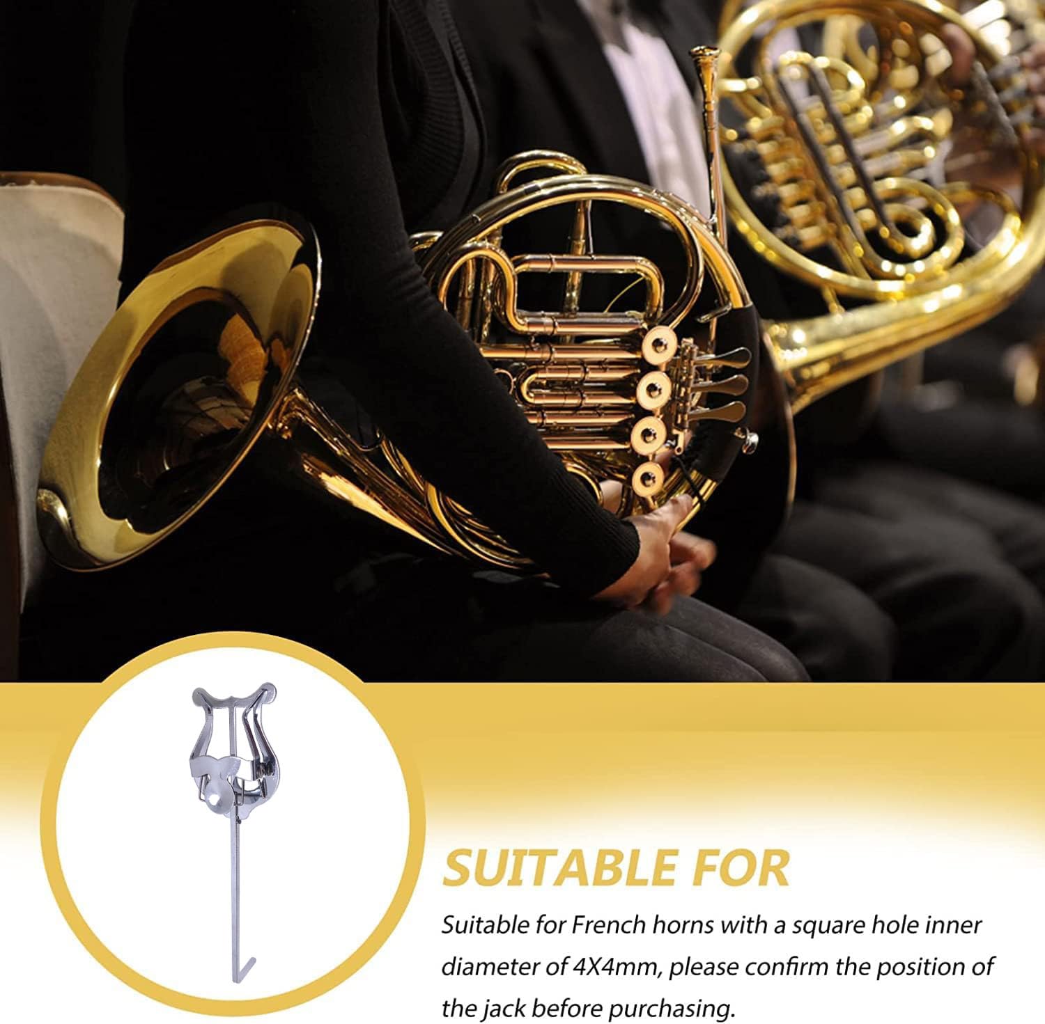 Trumpet Horn Marching Lyre Clamp-On Holder - Metal Plating Music Sheet Clip (Silver) - Perfect for Brass Band Performances & Outdoor Marching Events