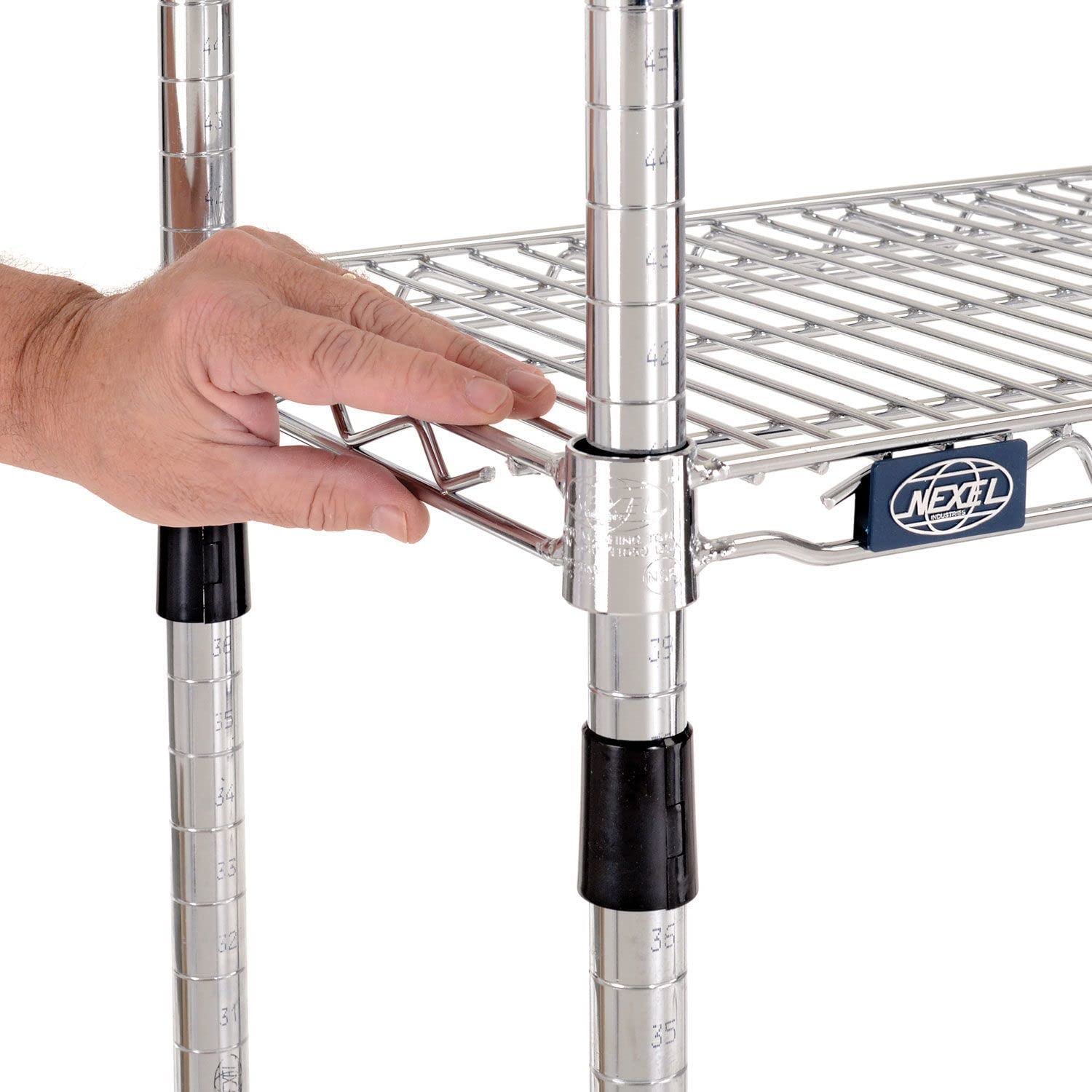 Nexel 4 Tier Adjustable Wire Shelving Unit 18x24x86 Inches - NSF Certified Commercial Storage Rack with Chrome Finish & Leveling Feet - Perfect for Kitchen, Garage, Pantry, and Warehouse Organization