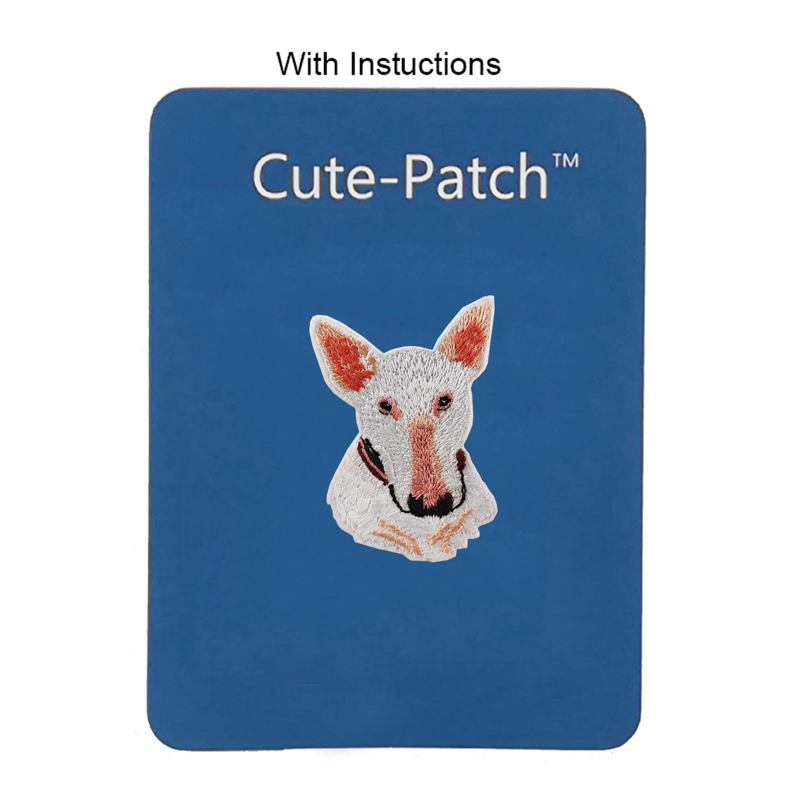 Cute Bull Terrier Dog Embroidered Iron-On Patch - Perfect Gift for Dog Lovers, Dog Dad & Dog Mom - Great for Jackets, Backpacks & DIY Crafts