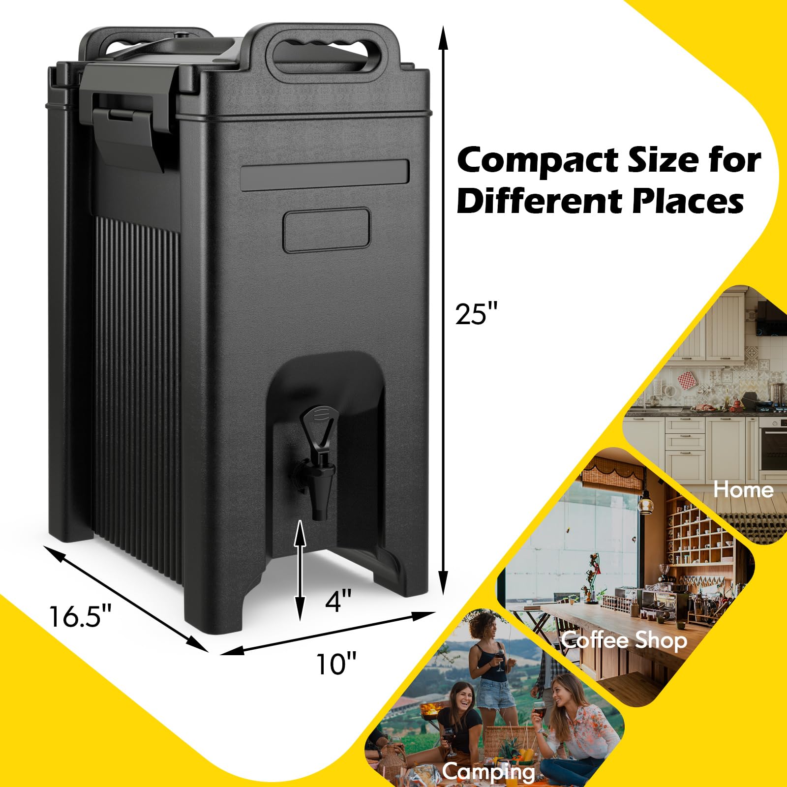 COSTWAY 5 Gallon Insulated Beverage Dispenser - Hot & Cold Drink Server with Handles for Catering, Parties & Events | Food-Grade LLDPE Material Keeps Coffee, Tea, Hot Chocolate Warm | Perfect for Weddings, BBQs, Office Meetings & Outdoor Gatherings