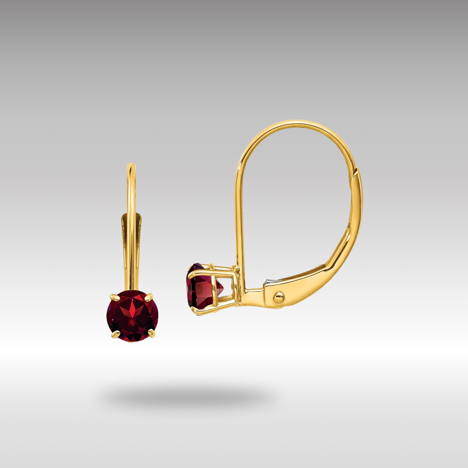 Gold Garnet Leverback Earrings - January Birthstone Jewelry XBE73 | Elegant Dangle Earrings for Women, Perfect for Weddings, Parties & Special Occasions