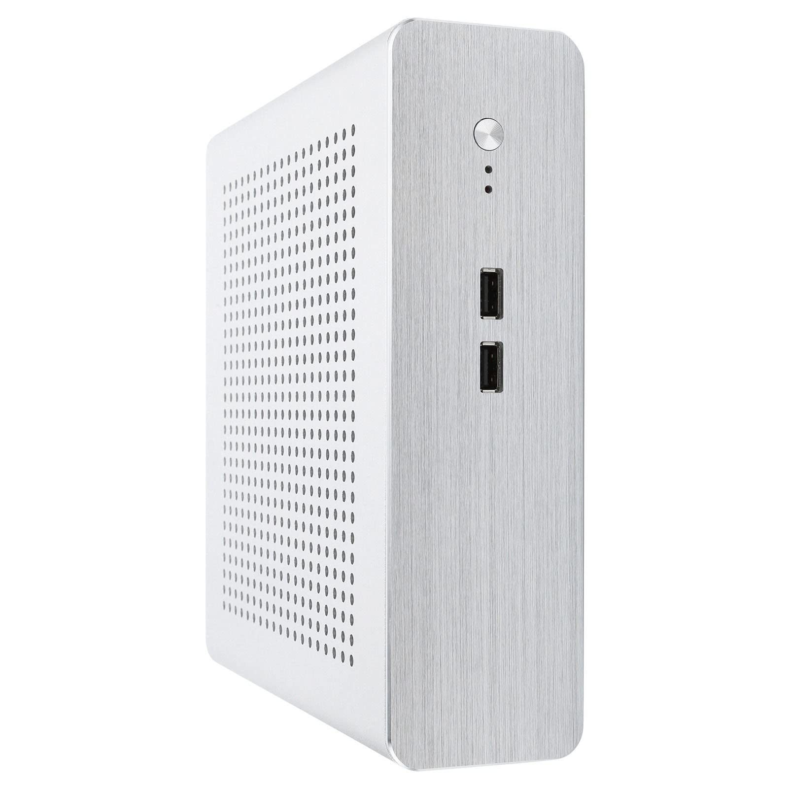 Compact ITX Mini PC Case - Aluminum Gaming Computer Chassis with 4 x 4010 Cooling Fans | Sleek Silver Design for Home Office, Hotel Computers, Digital Signage & Advertising Displays | Perfect for Space-Saving Workstations & Entertainment Setups